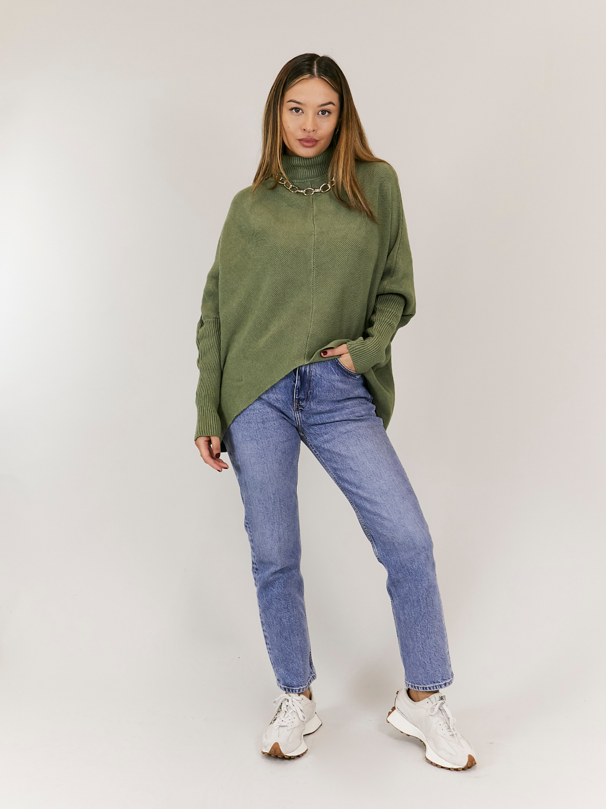 Khaki High Neck Jumper | Hope Knitted High Neck Jumper / Khaki