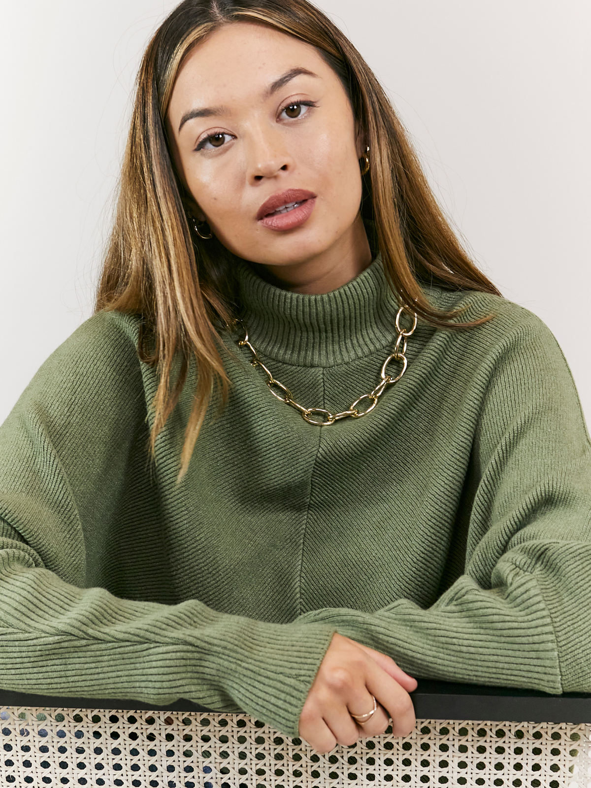 Khaki High Neck Jumper | Hope Knitted High Neck Jumper / Khaki