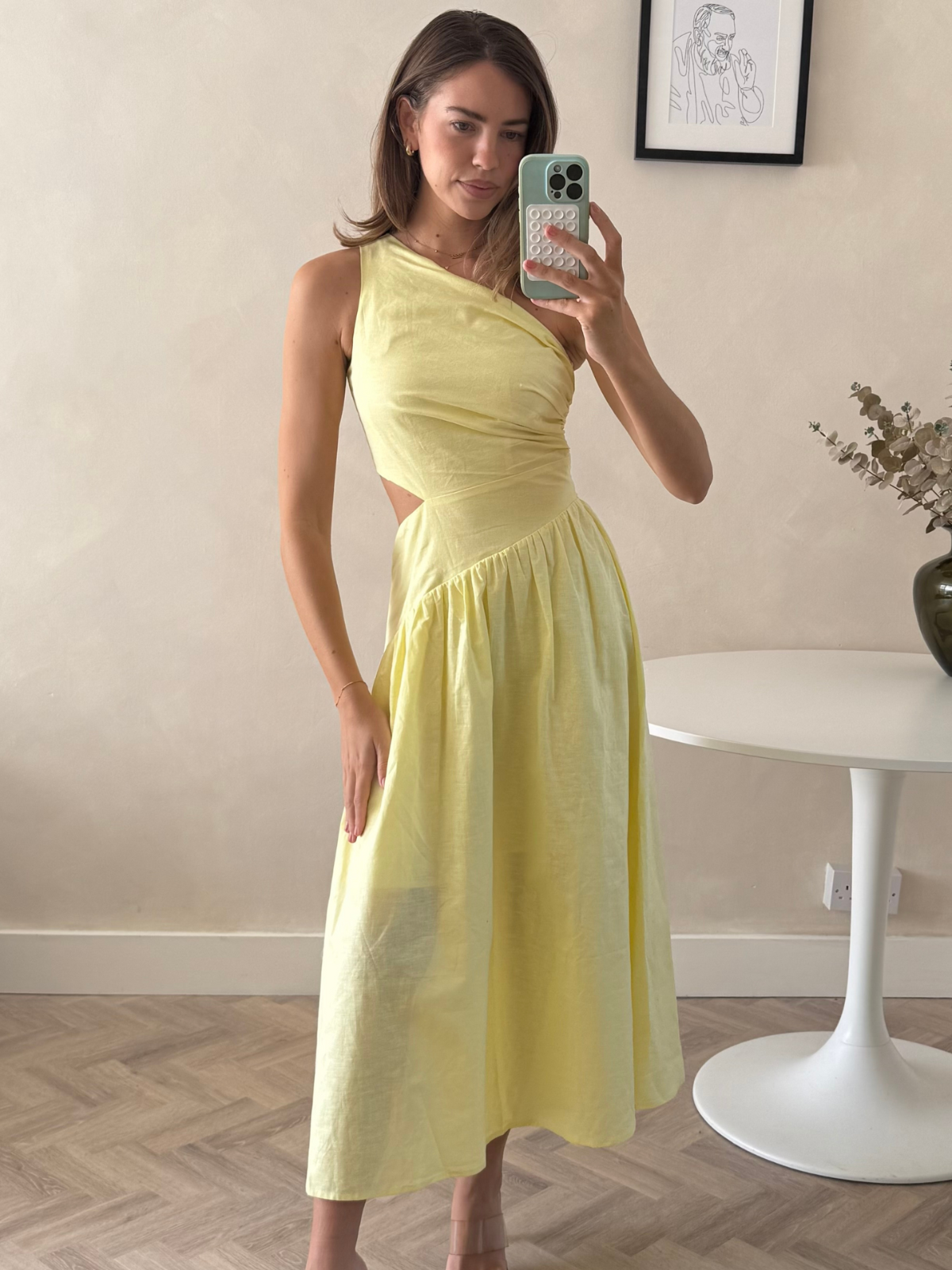 Jasmine Cut Out One Shoulder Dress in Yellow