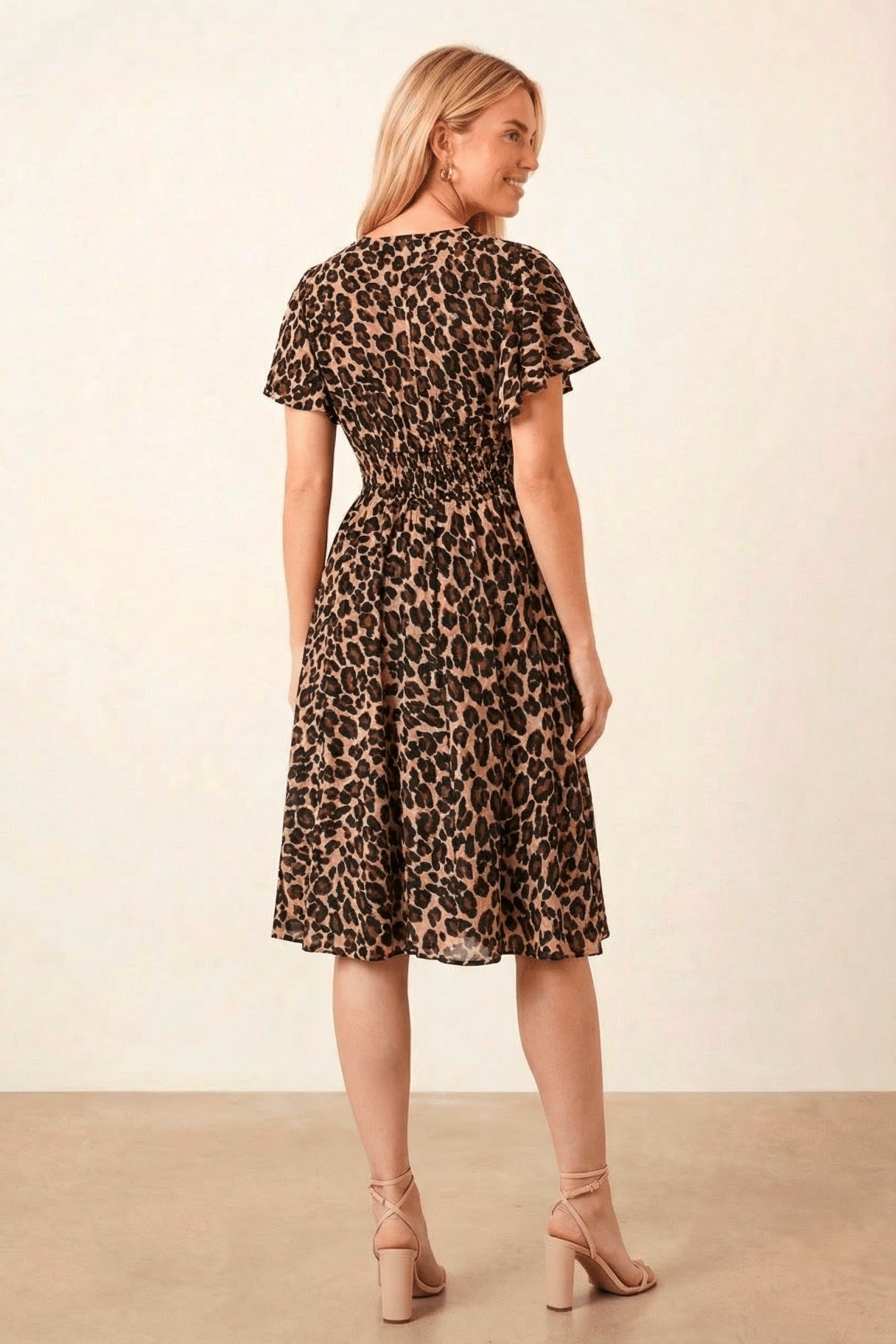 Brown Animal V Neck Mini Dress - Style Cheat