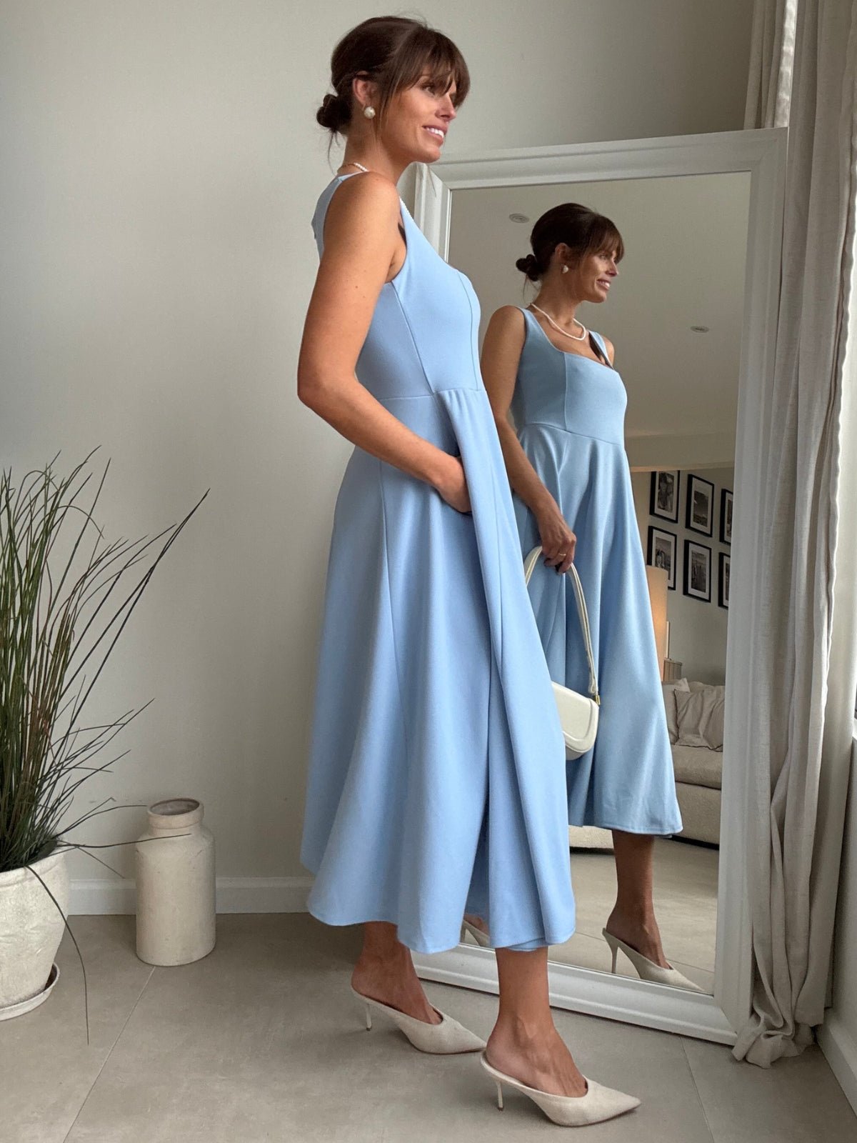Fit and Flare Midi Dress in Blue Style Cheat Fit and Flare Midi Dress in Blue Style Cheat