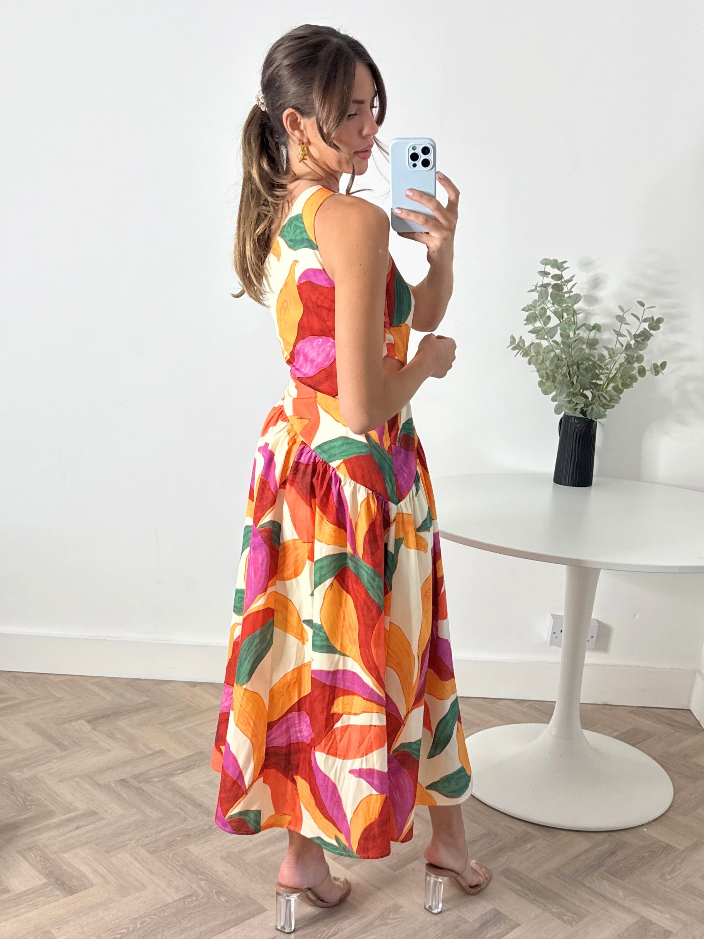 Jasmine Cut Out One Shoulder Dress in Multi