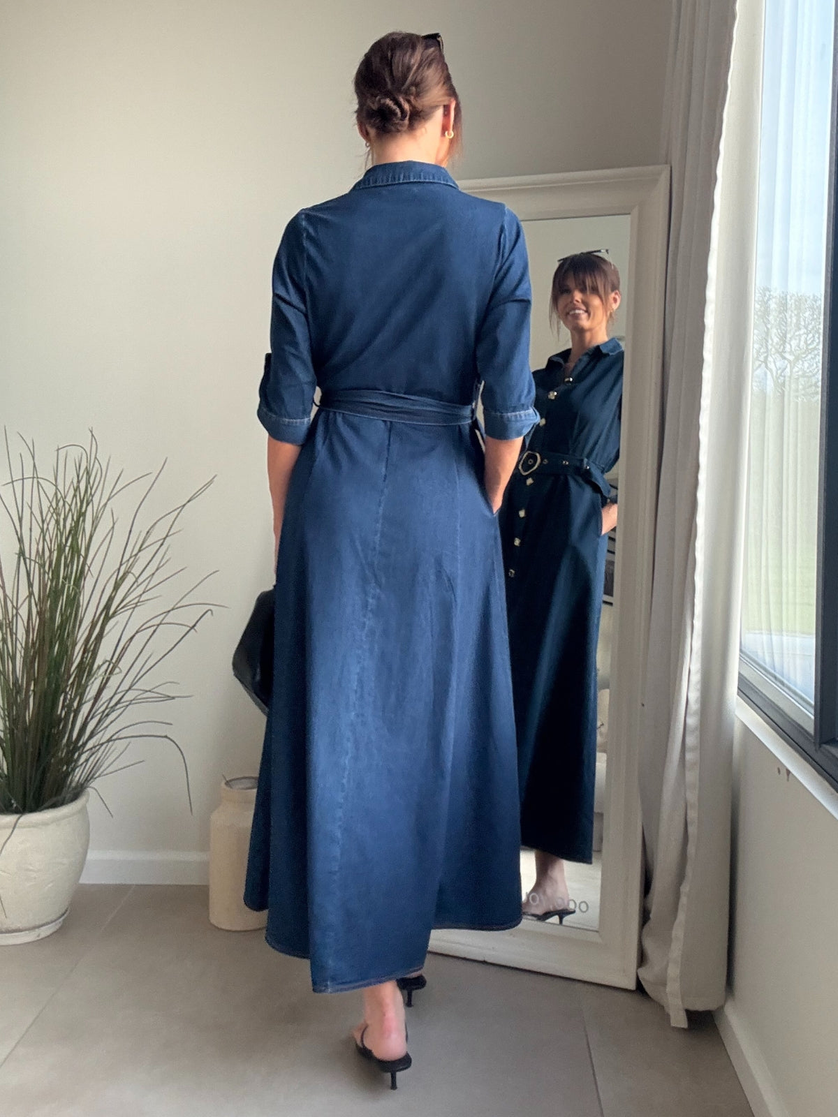 Daphne Belted Shirt Dress / Blue Denim