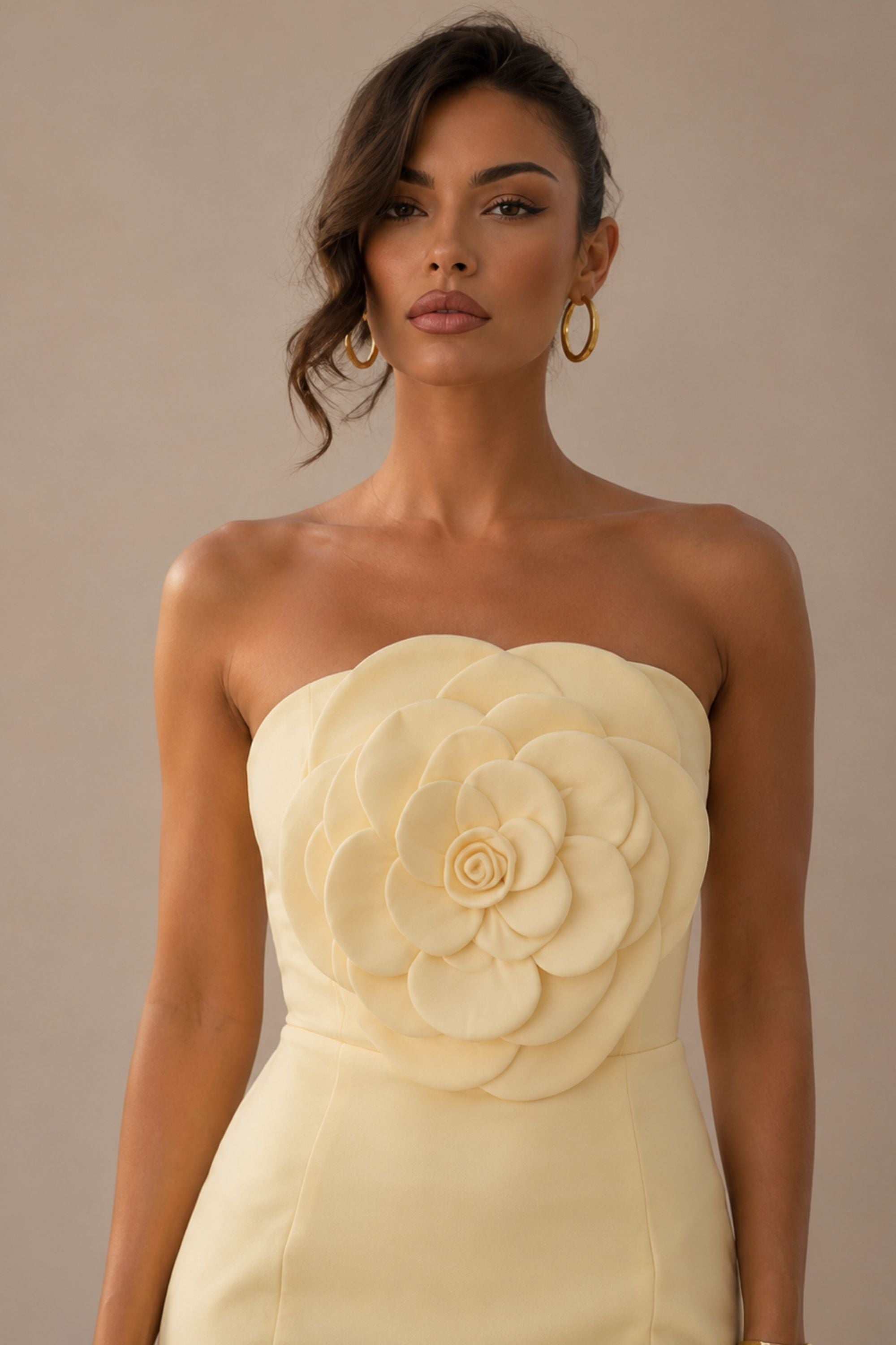 Corsage Mini Dress in yellow