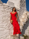 Red Ruffle Maxi Dress | Bella Ruffle Detail Maxi Dress