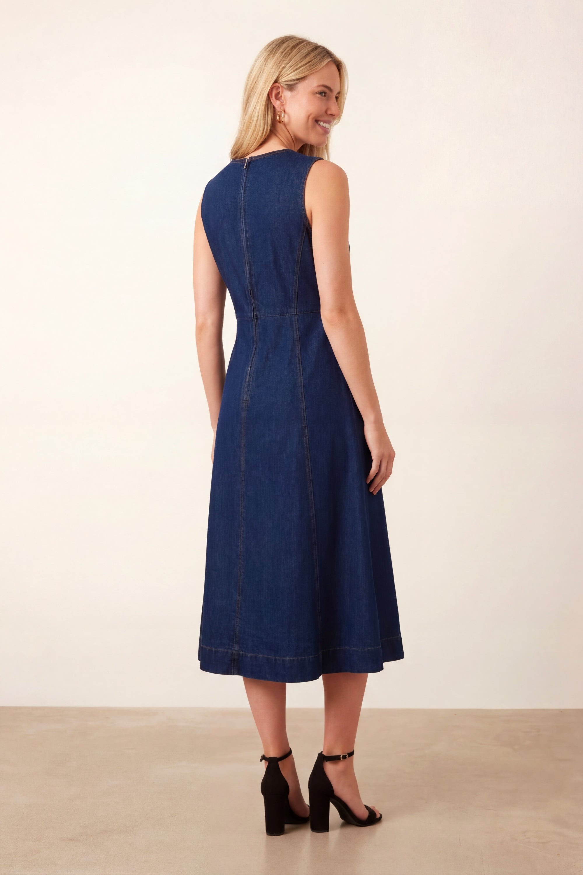 Blue Denim Midi Dress