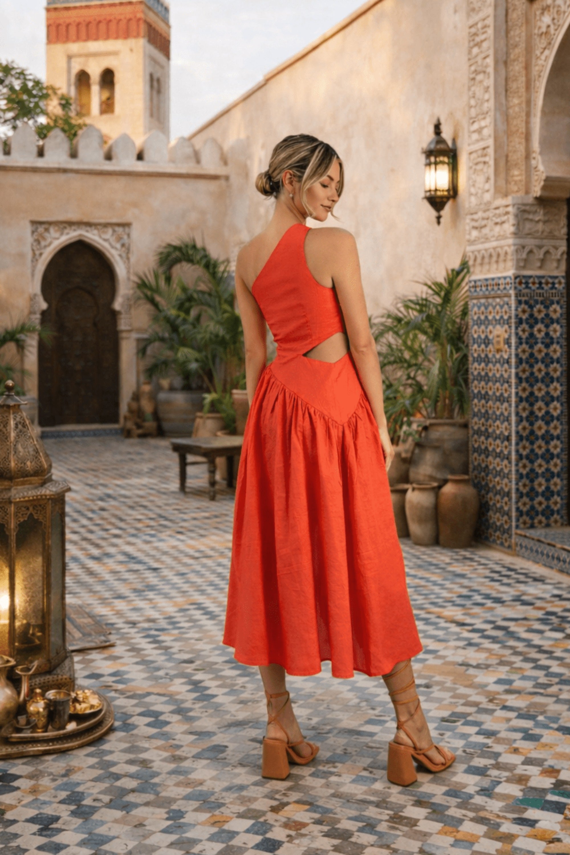 open lace back dress Jeanne black one-shoulder cut-out maxi dress main image 0