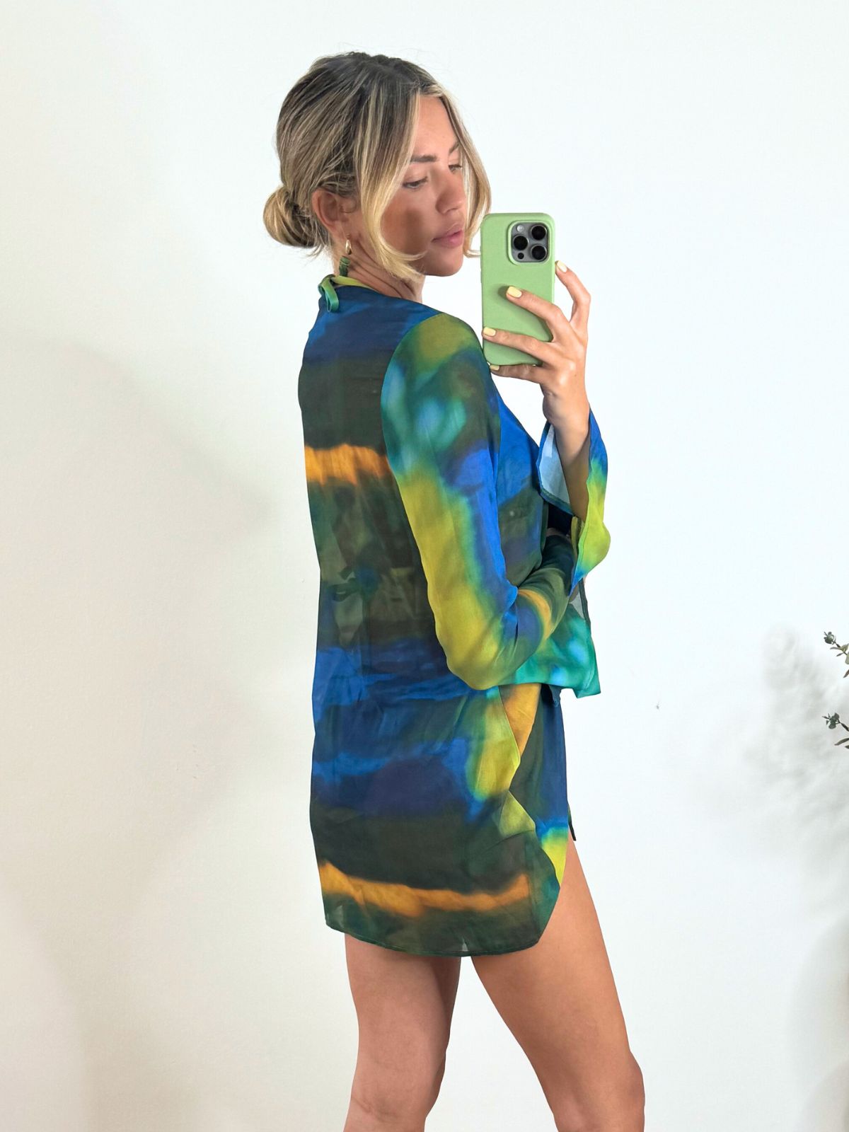 Sheer Beach Cover Up | Gianna Cover Up in Blue and Green