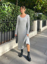 Grey Knit Midi Dress | Liberty Cosy Ribbed Midaxi Dress