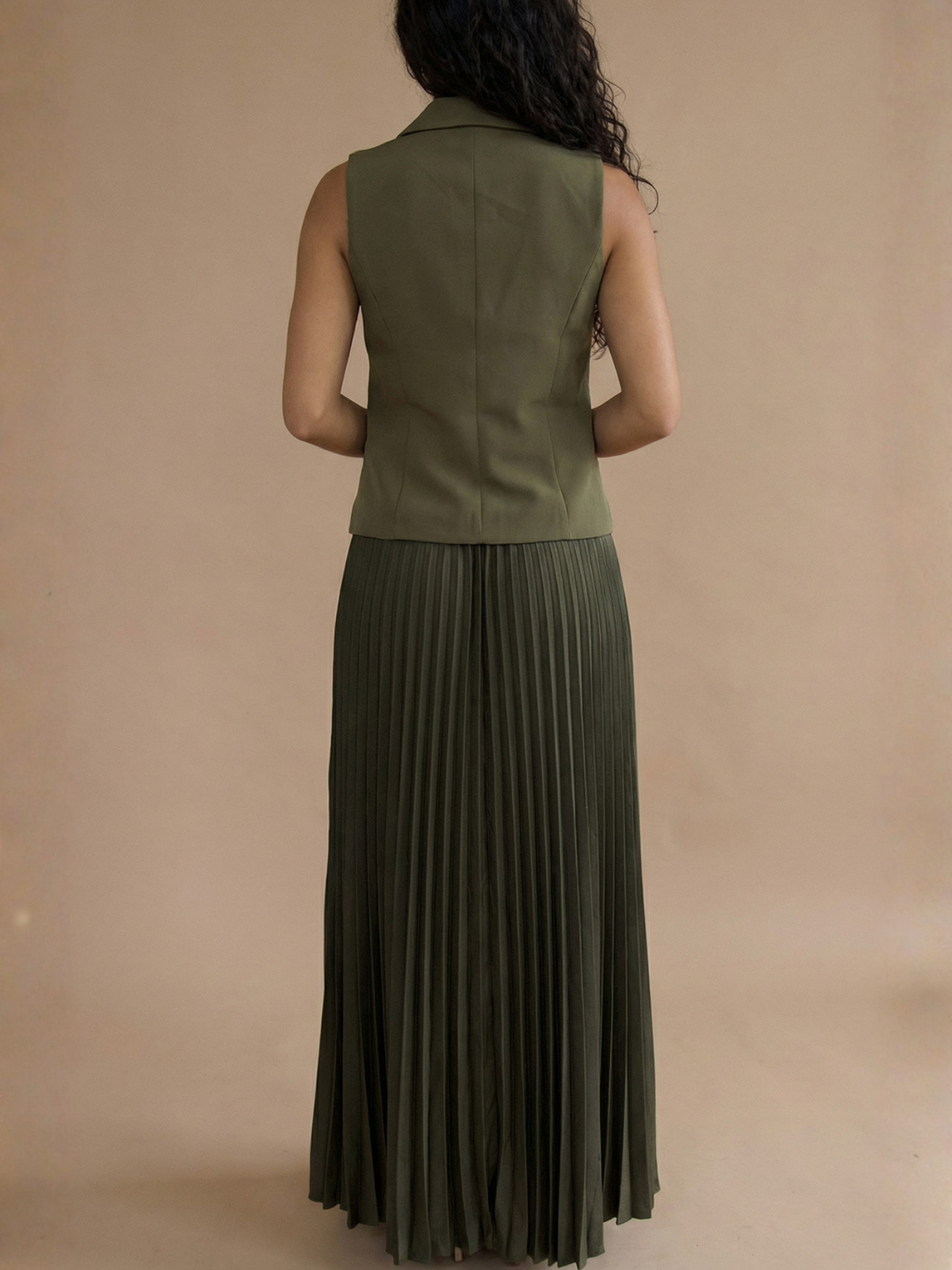 Orlaith Button Pleat Blazer Dress / Khaki