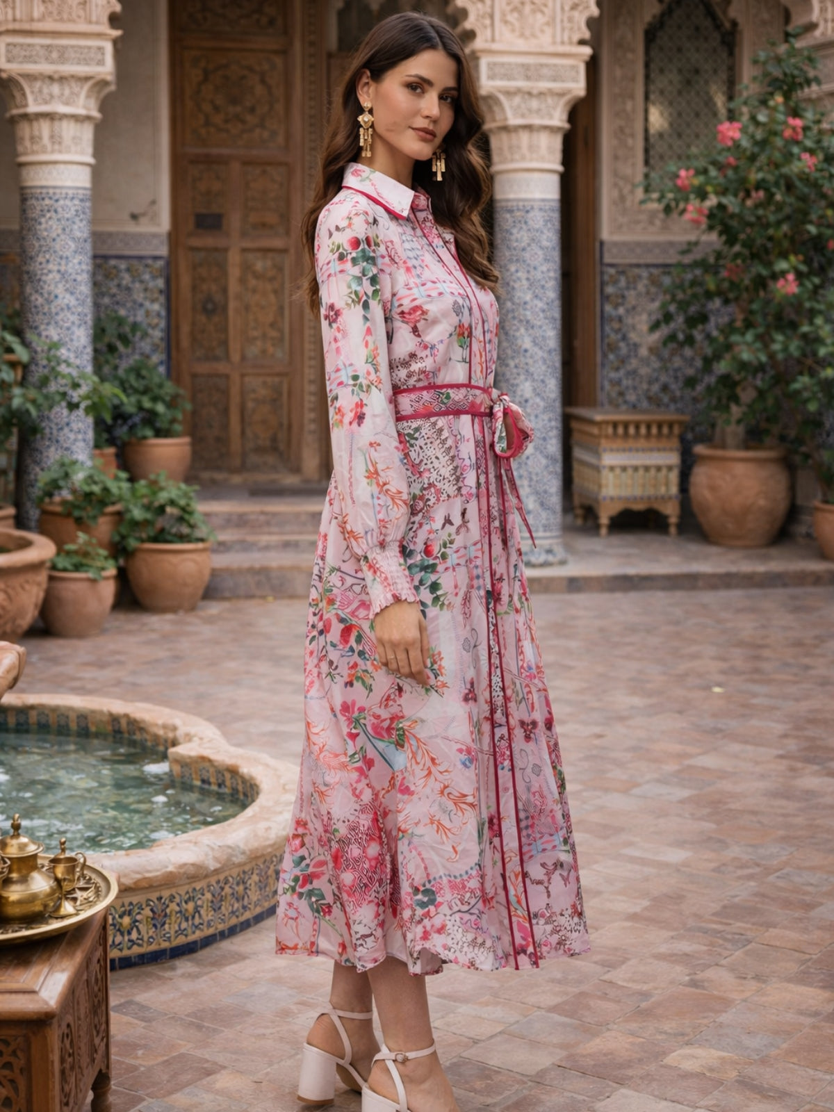 Scarf Print Shirt Dress