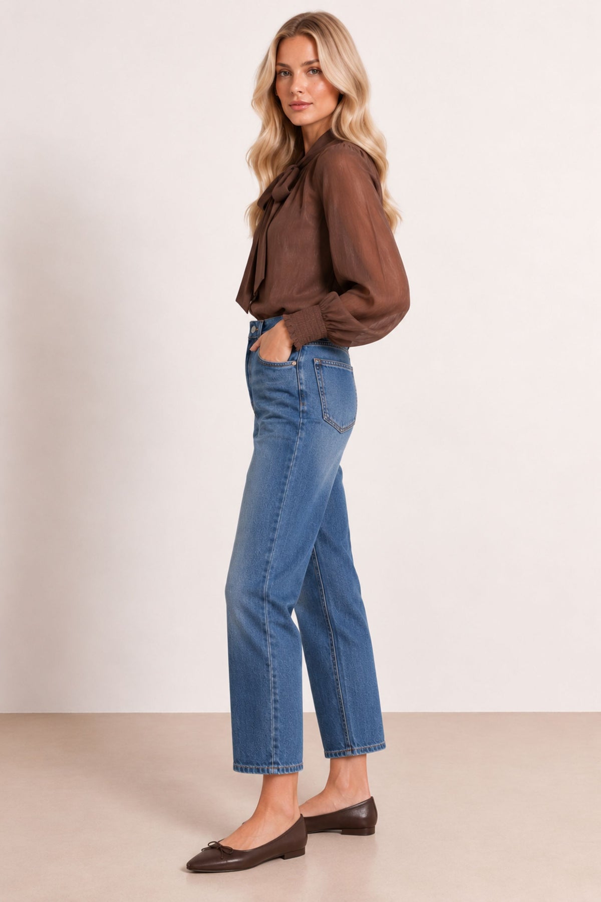 Brown Neck Tie Top
