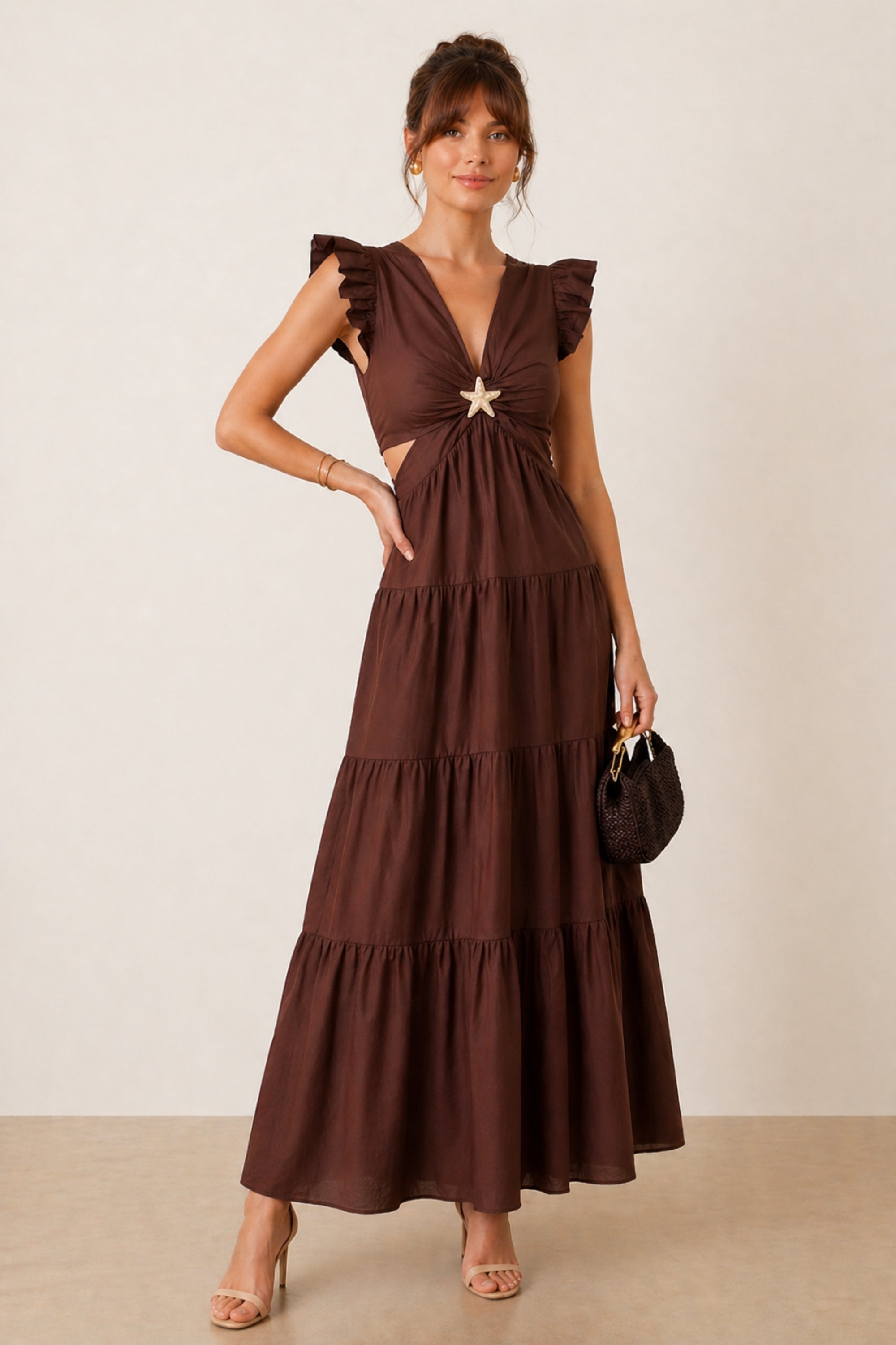 white christmas dresses Horoscopez Strappy Cut Out High Slit Maxi Dress main image 1