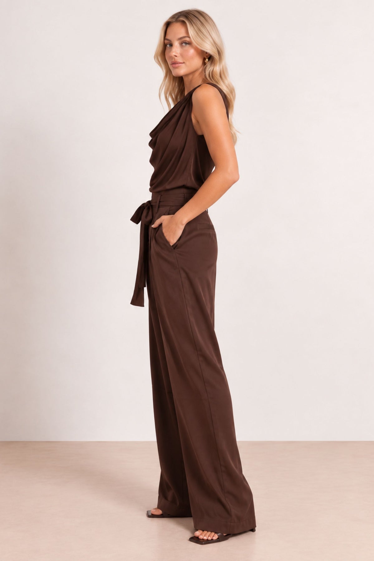 Brown Tie Front Trouser