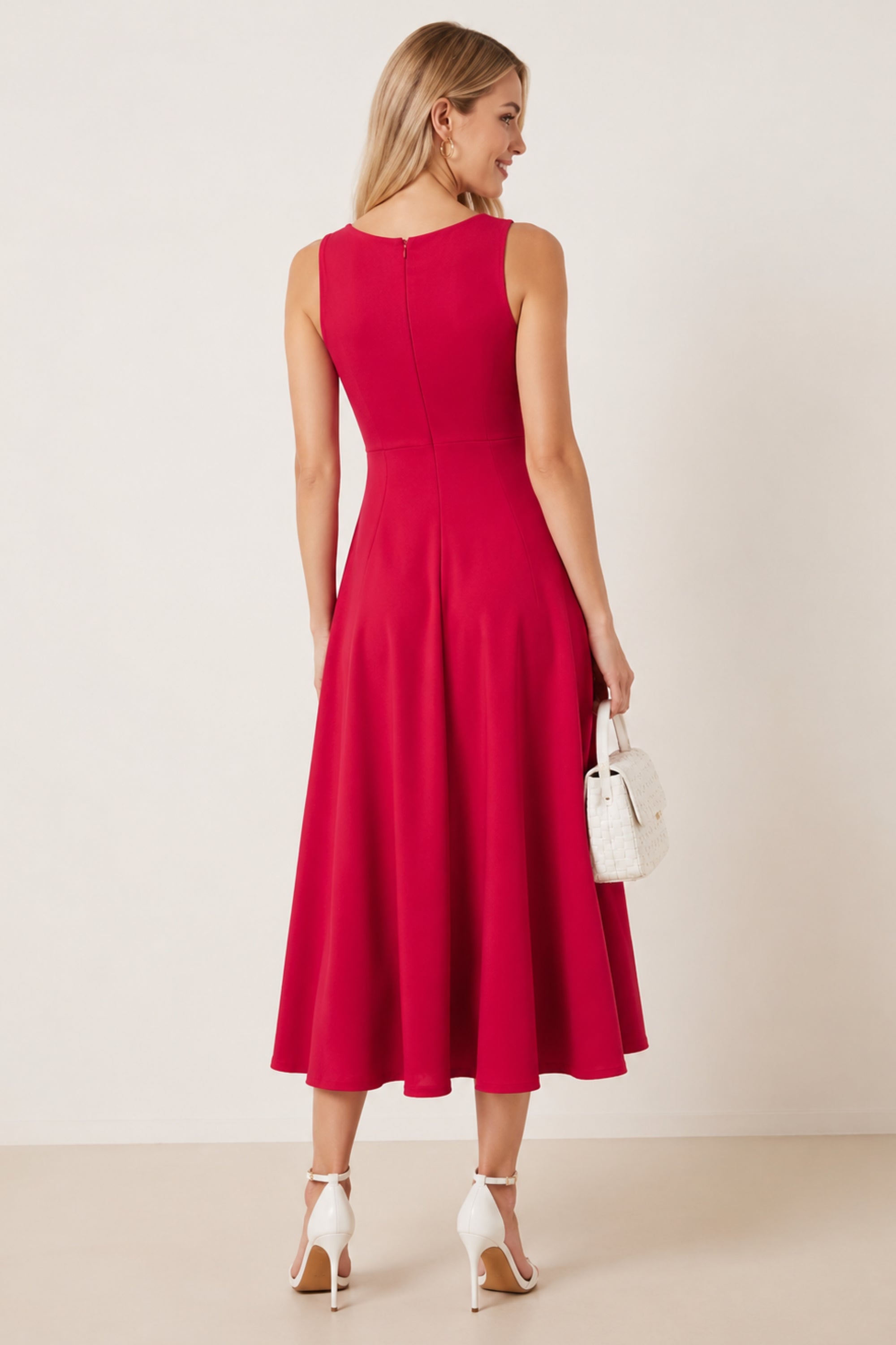 Fit & Flare Red Midi Dress