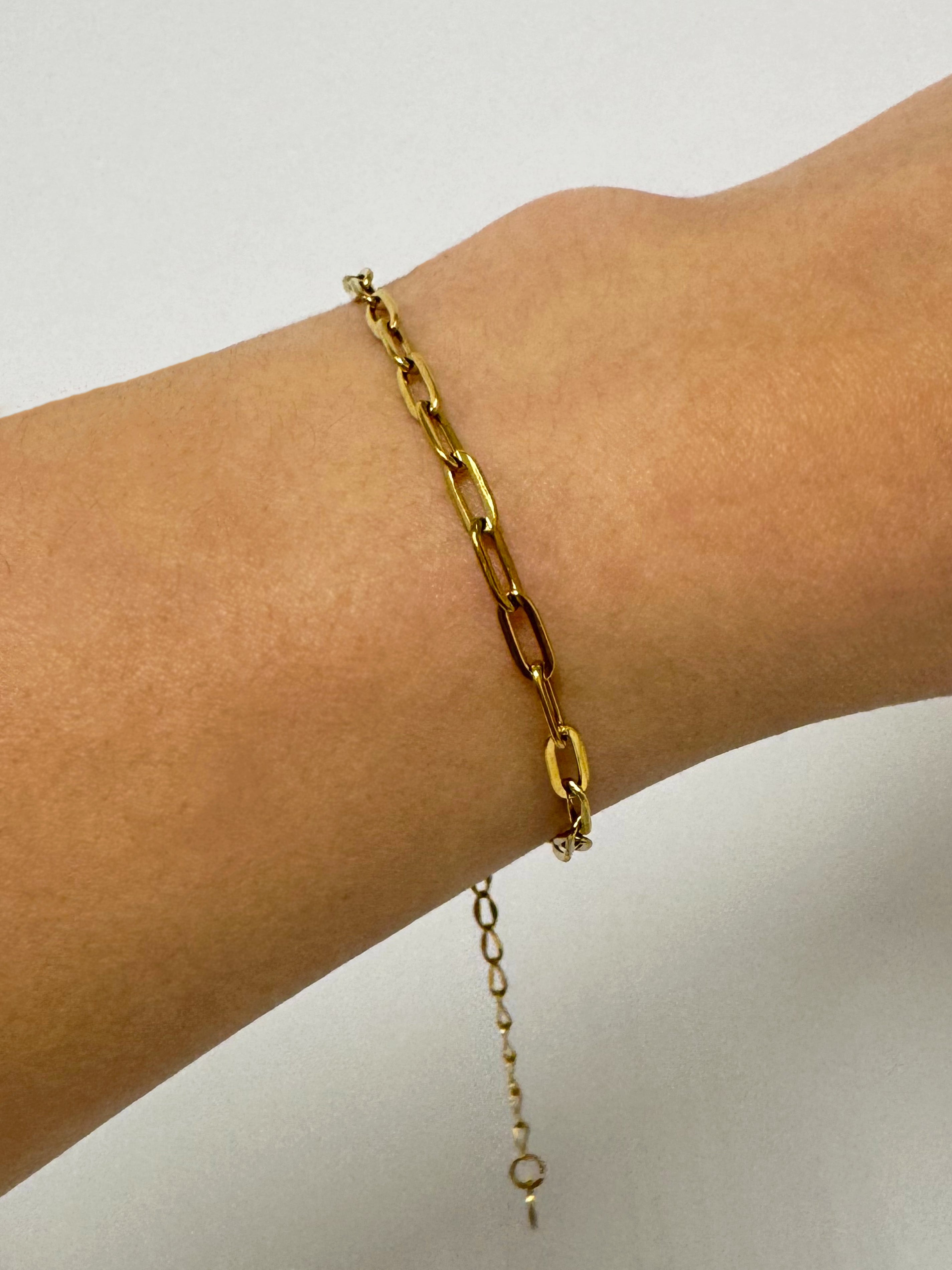 Paperlink Chain Bracelet in Tarnish Free Gold