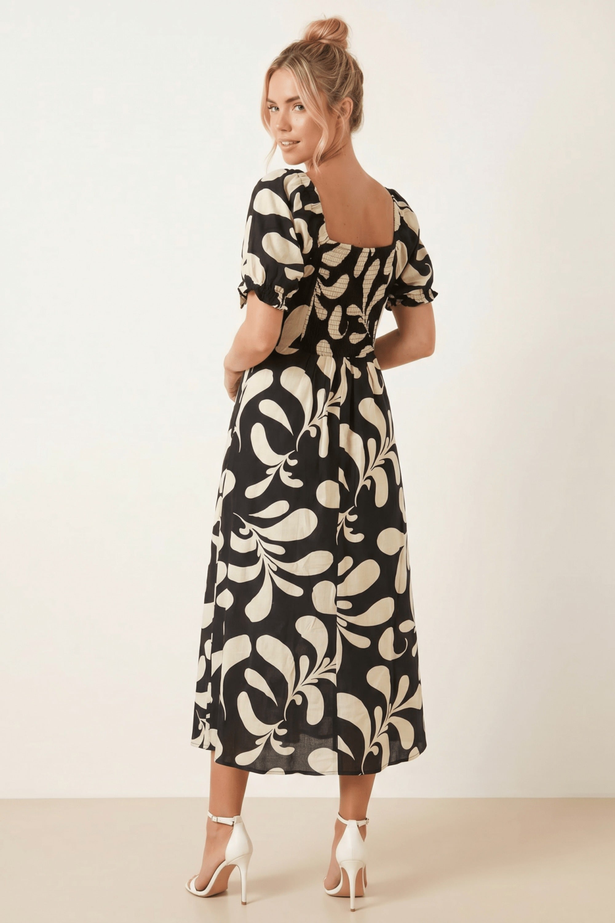 Mono Floral Midi Dress - Style Cheat