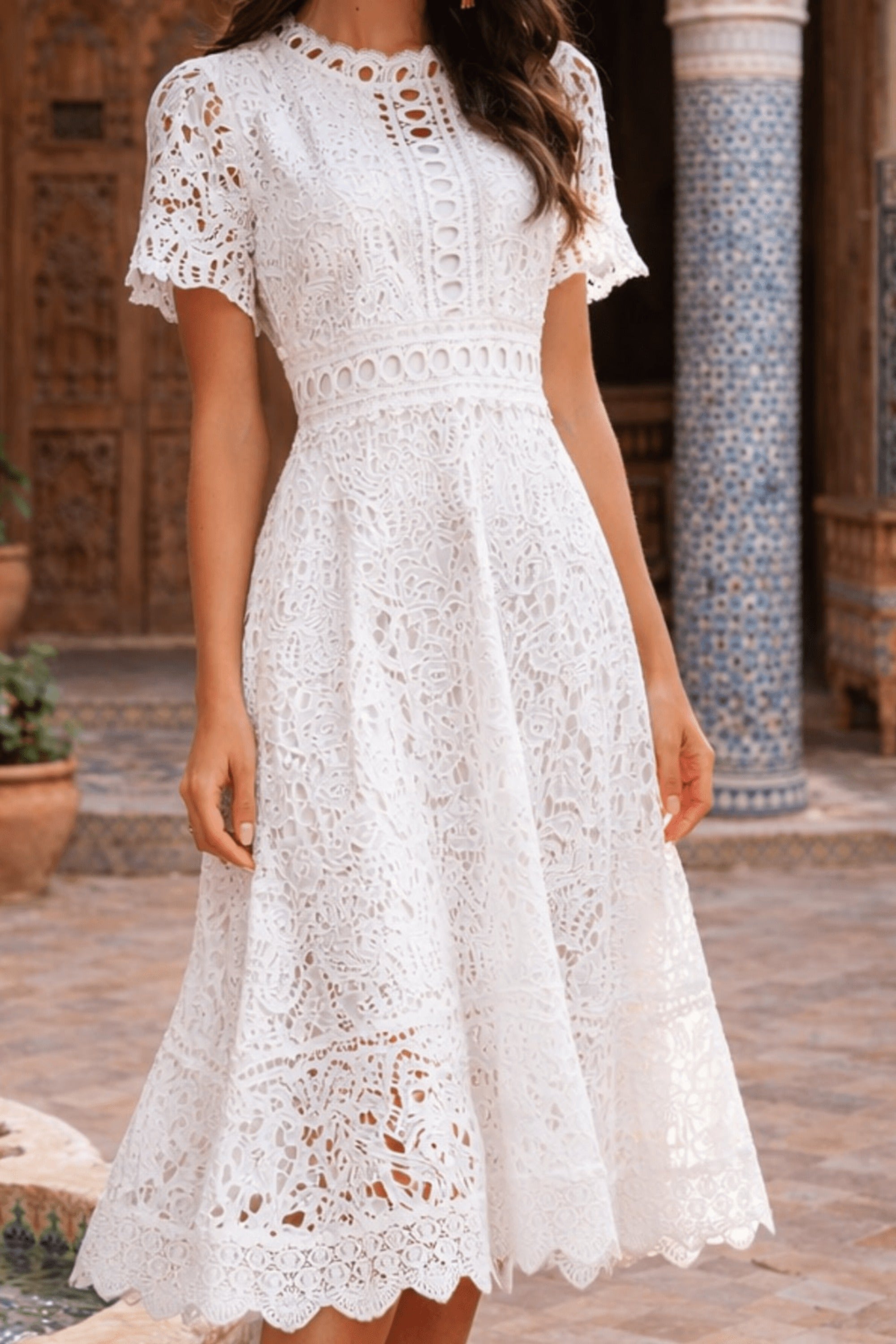 Broderie Lace Midi Dress - Style Cheat
