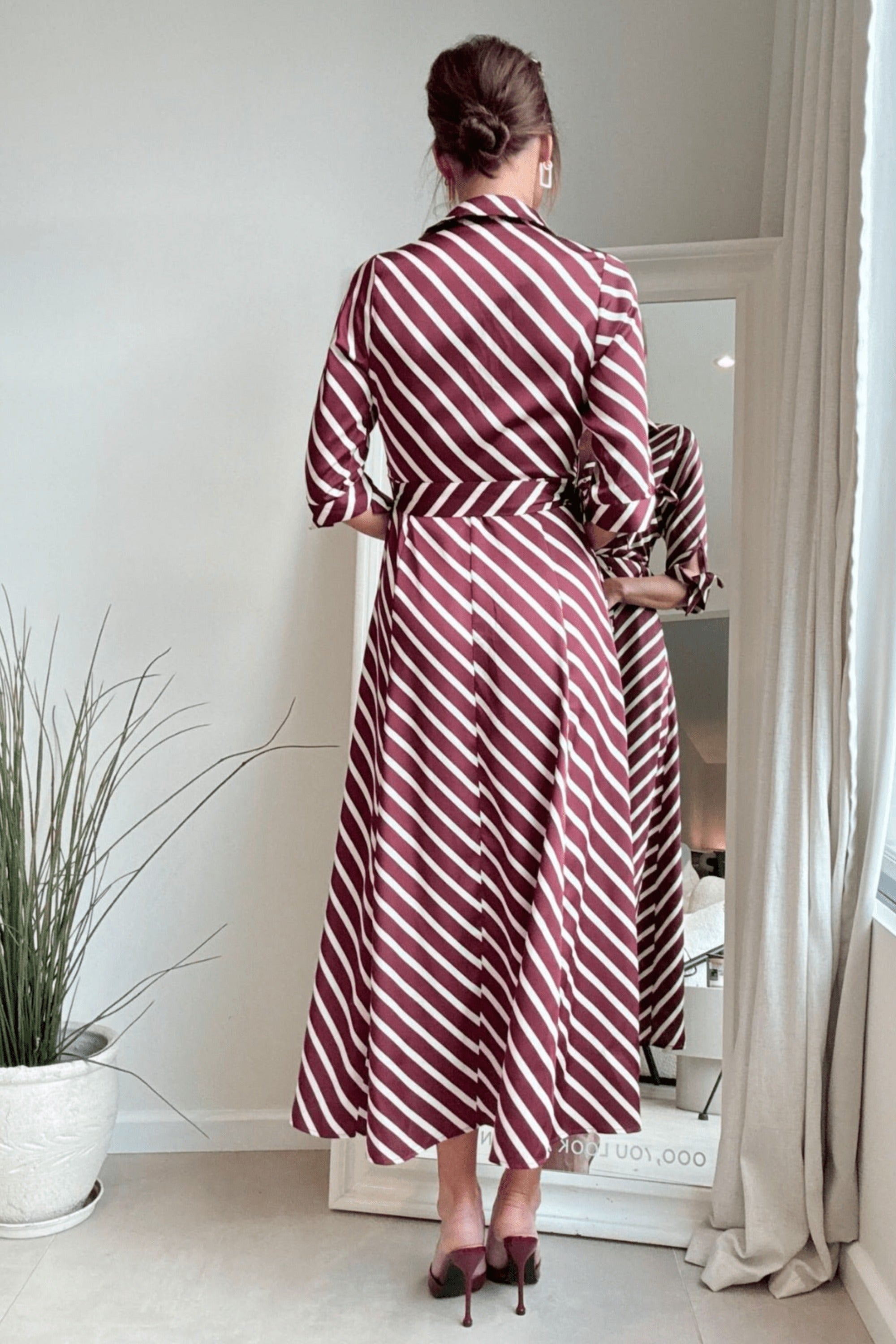Daphne Belted Shirt Dress / Red Stripe - Style Cheat