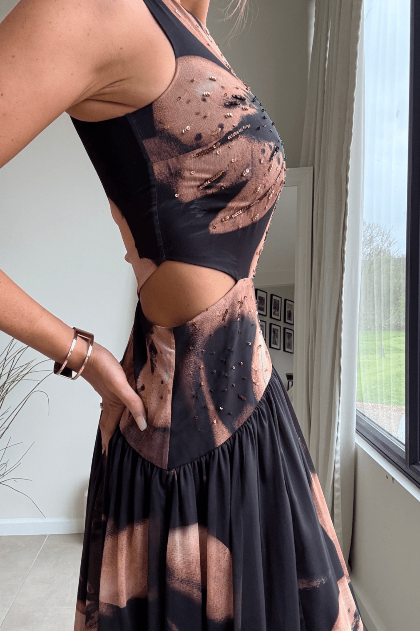 Jasmine Embellished Cut Out One Shoulder Dress - Style Cheat