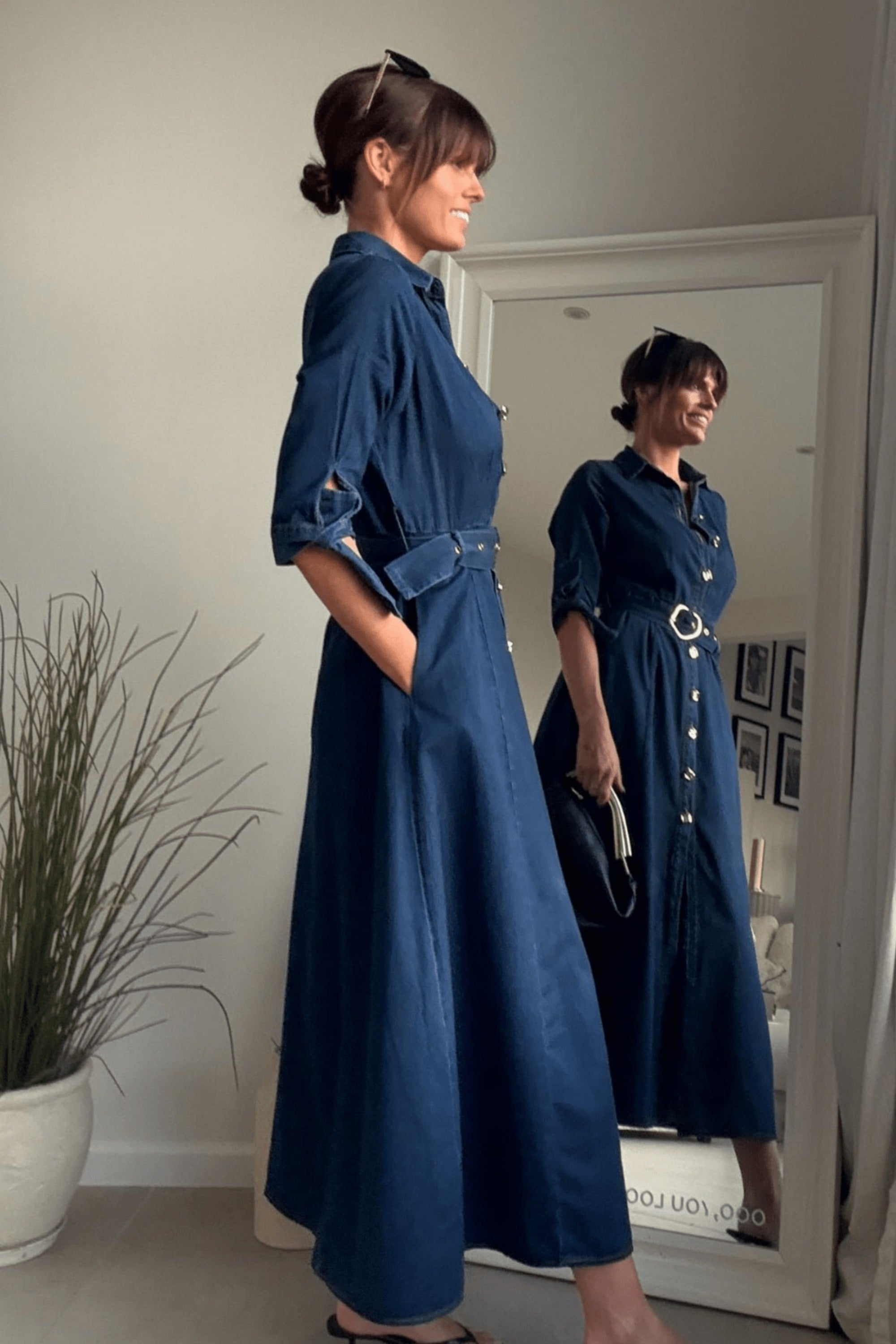 Daphne Belted Shirt Dress / Blue Denim - Style Cheat