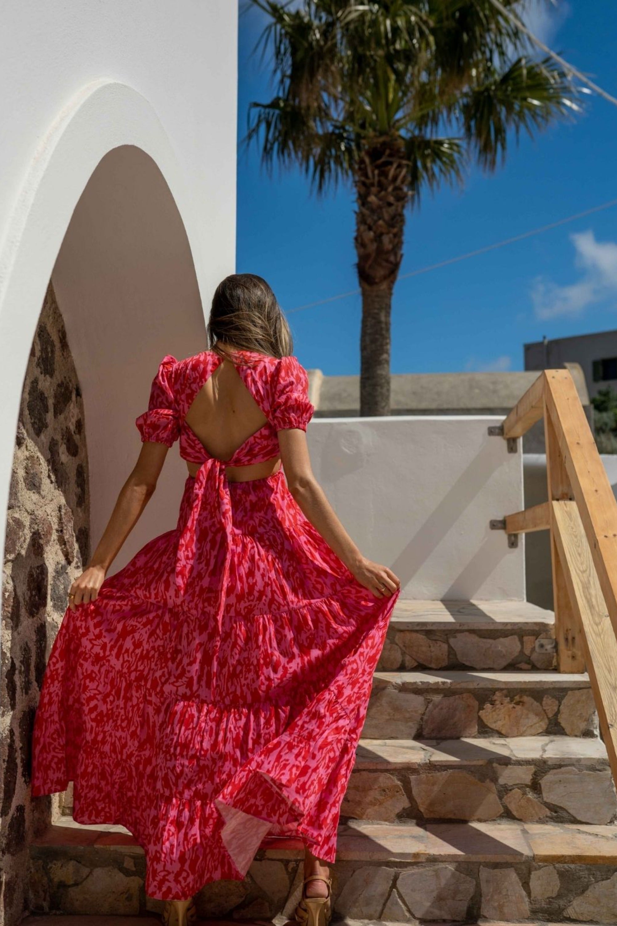 Zoe Tiered Cutout Maxi Dress / Pink Animal - Style Cheat