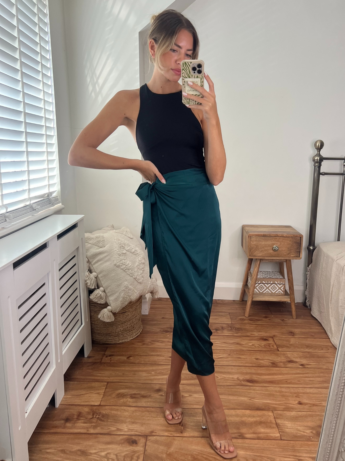 Beau Wrap Midi Skirt Emerald Green