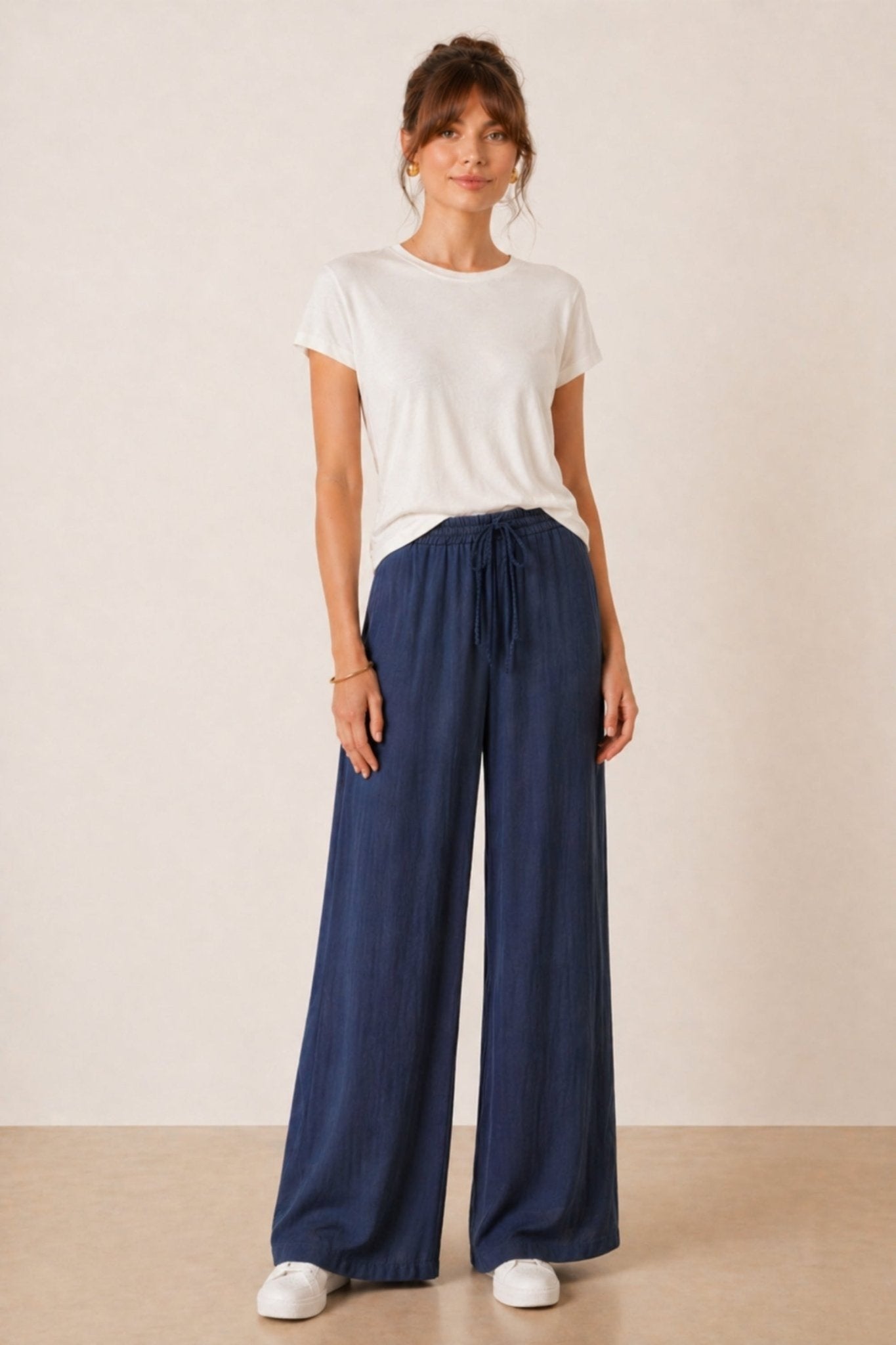 Elasticated Tie Front Denim Trouser - Style Cheat