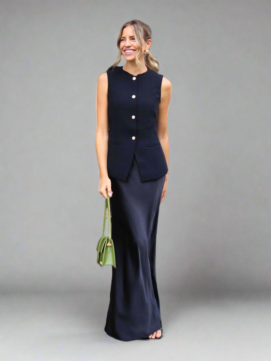 Black Satin Maxi Skirt Kassia Satin Slip Maxi Skirt Black