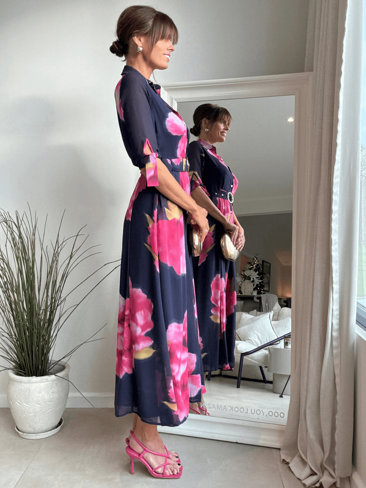 Daphne Belted Shirt Dress / Navy Floral - Style Cheat