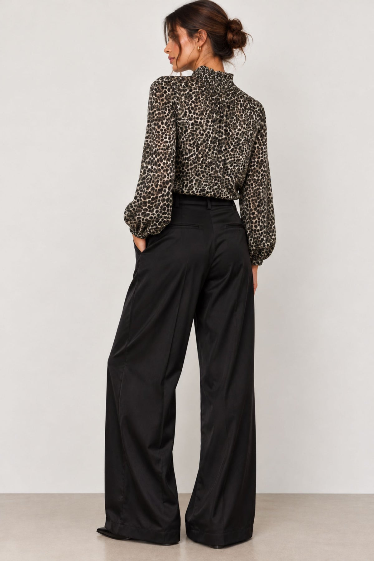 Animal Print Tie Blouse