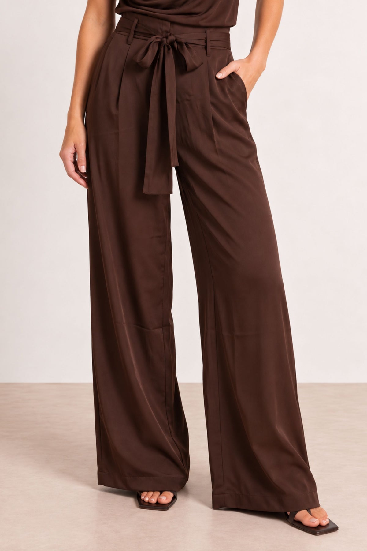 Brown Tie Front Trouser