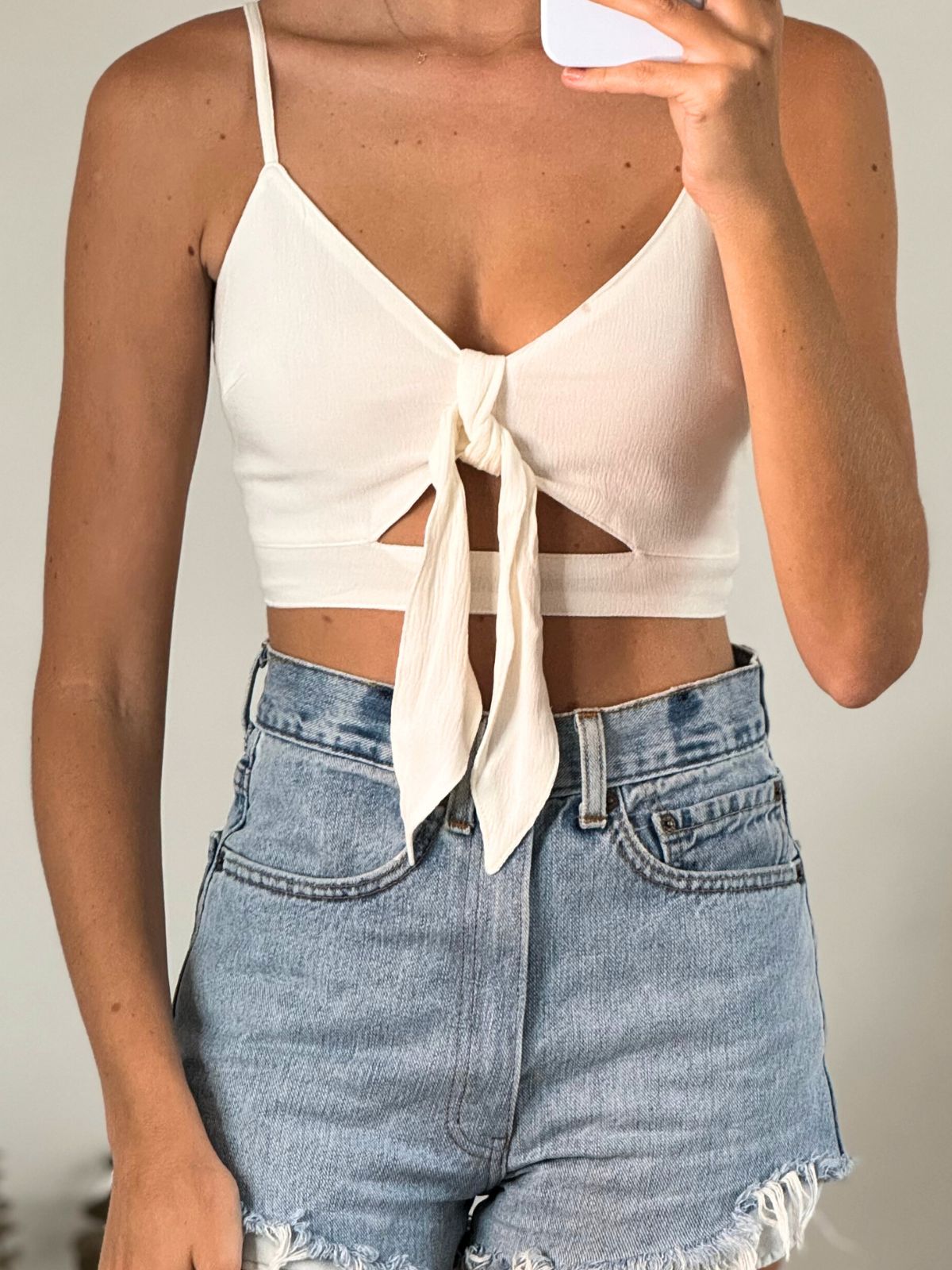 Twist Front Crop Top | Teri Top in Cream