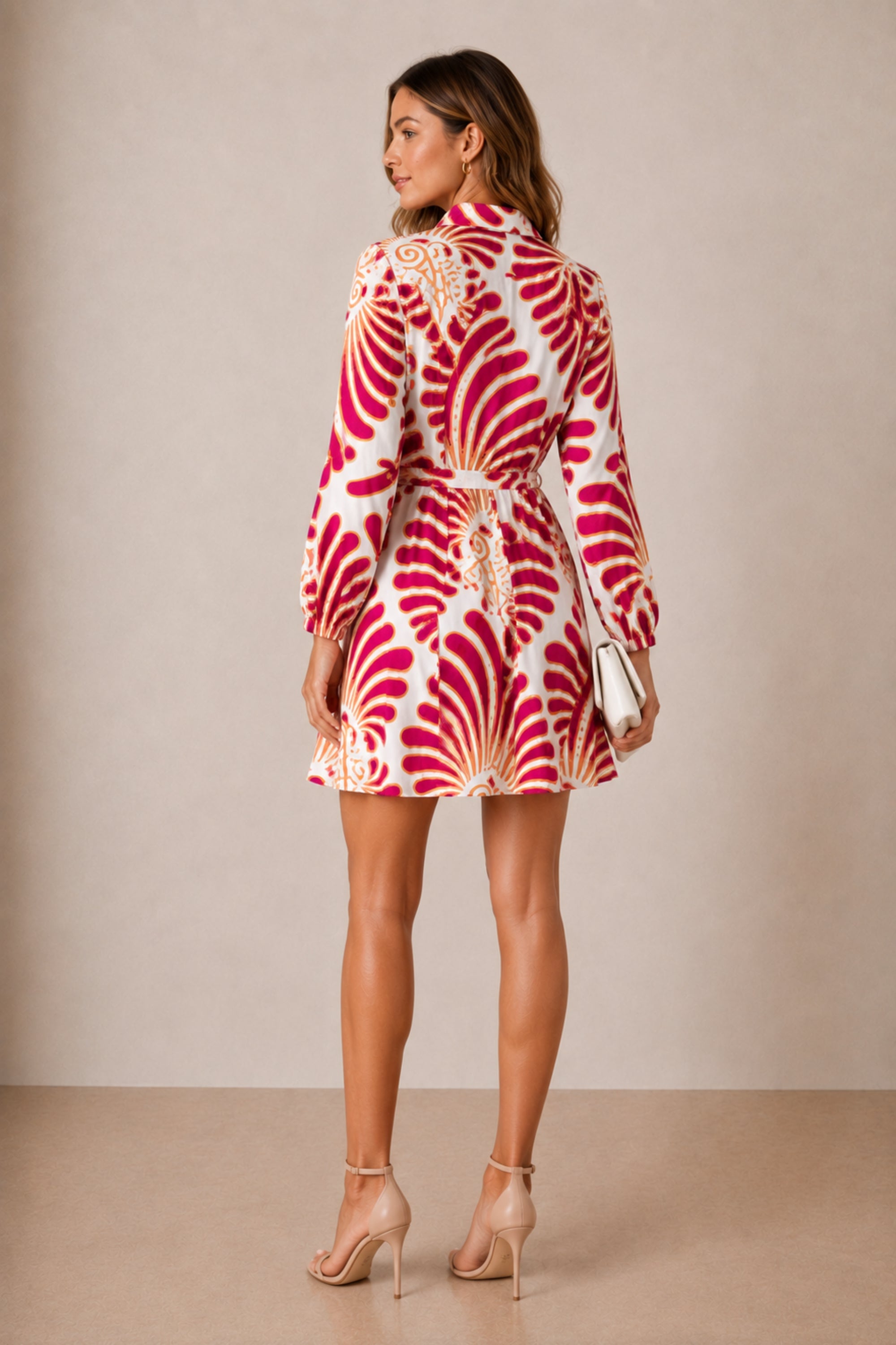 Myla Mini Tie Shirt Dress Pink & Cream