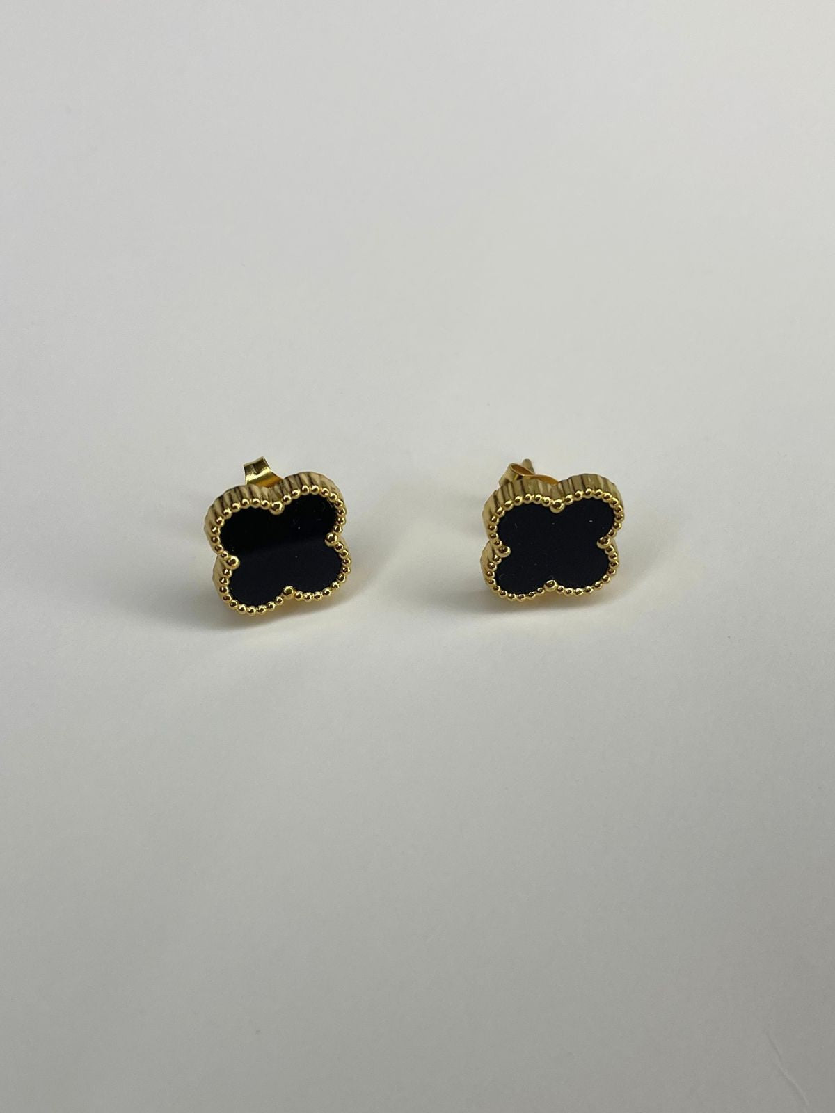 Clover Enamel Earrings in Black