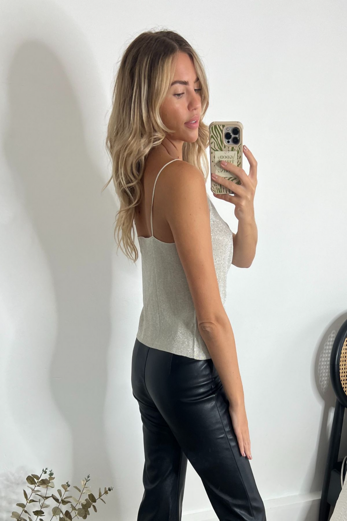 Astra Knitted Hot Fix Cowl Neck Top / Silver