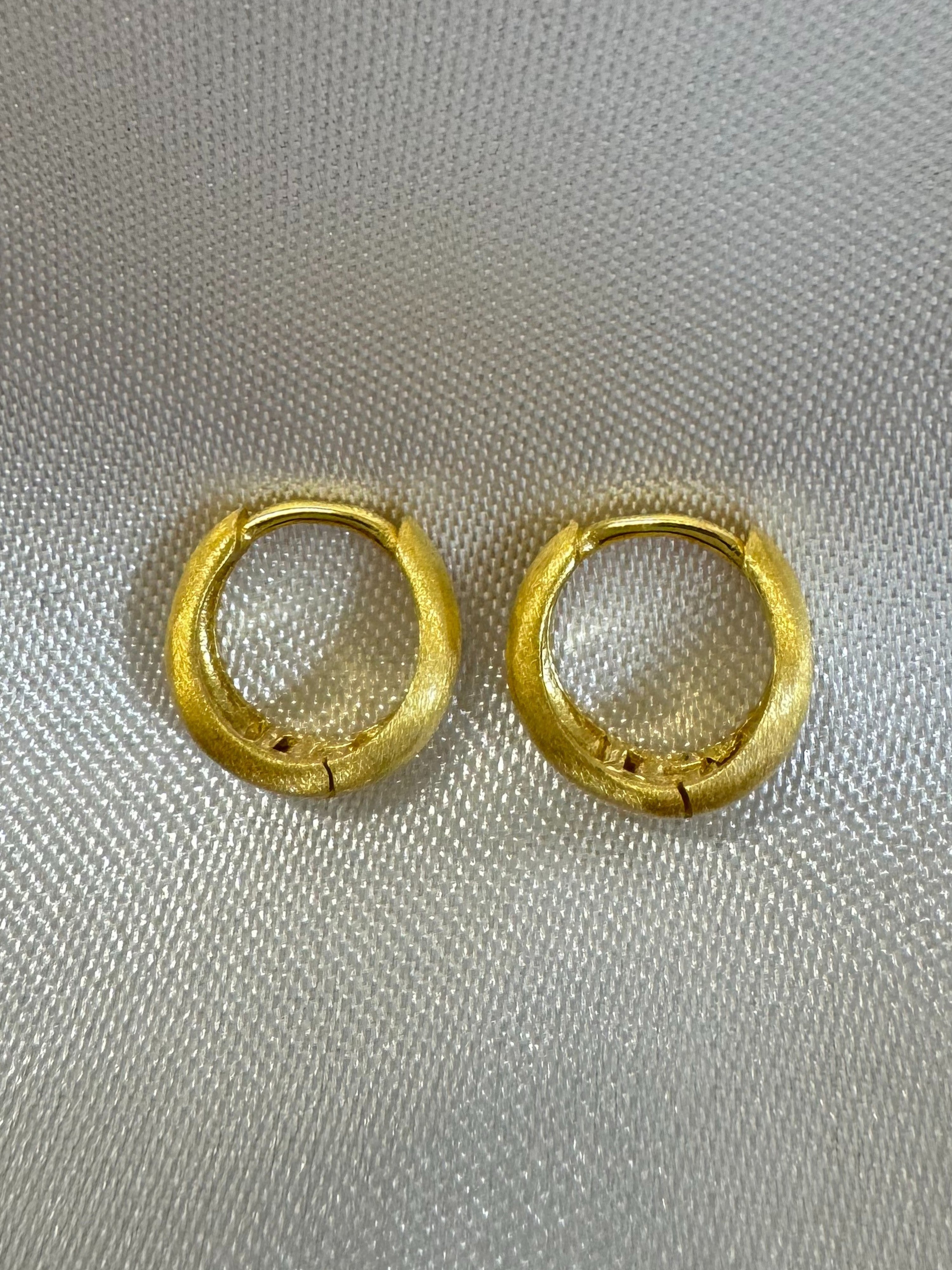 Frosted Dome Mini Hoop Earrings in Tarnish Free Gold