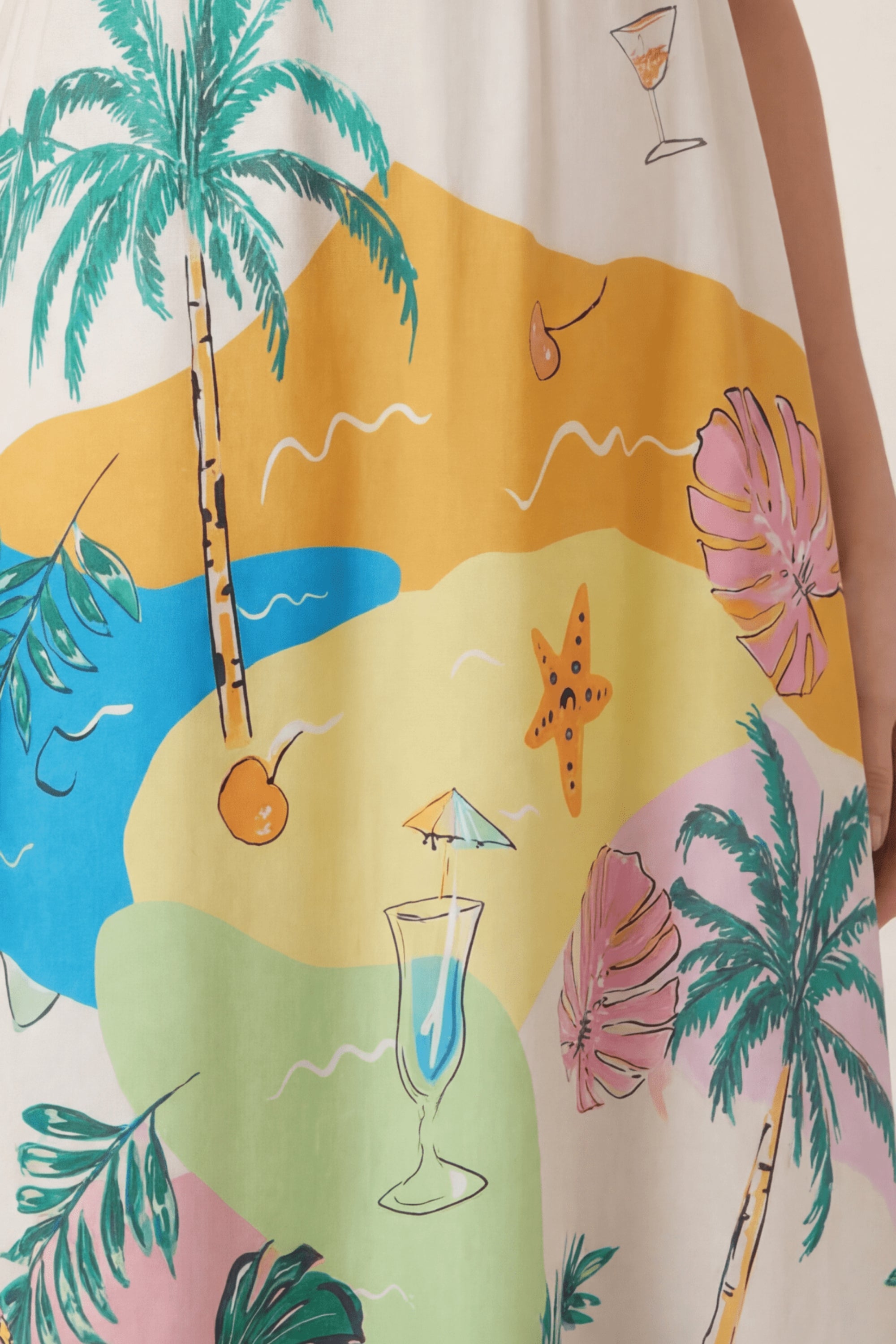 Placement Print Tropical Midi  Dress