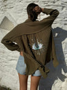 Khaki Beach Shirt | Cleo Eye Sequin Back Shirt 