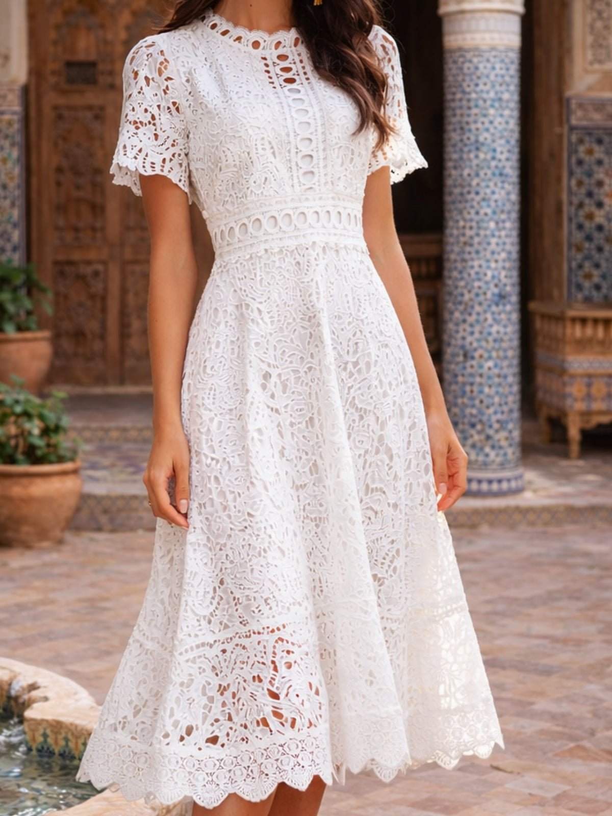 Broderie Lace Midi Dress - Style Cheat
