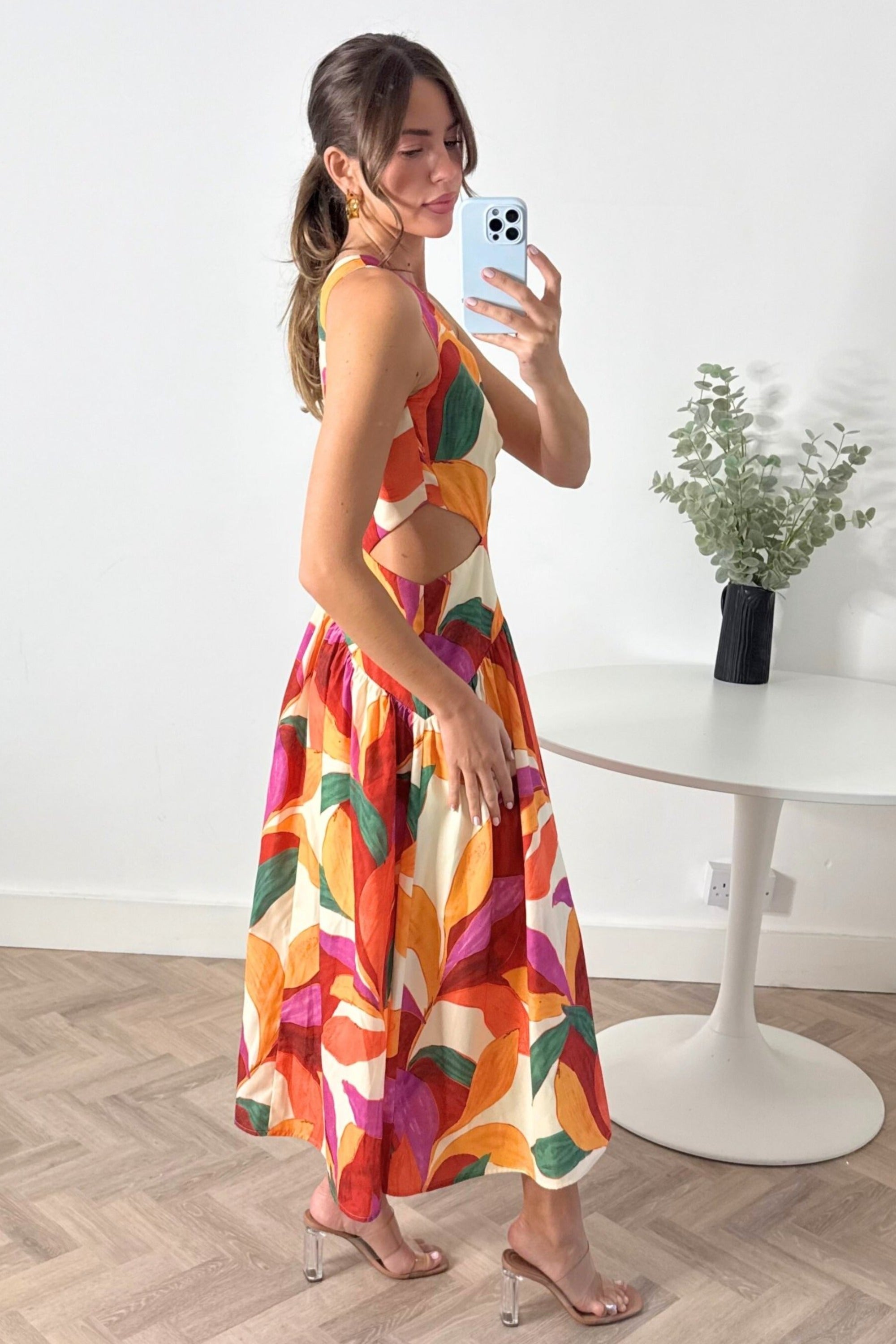 Jasmine Cut Out One Shoulder Dress in Multi Style Cheat Jasmine Cut Out One Shoulder Dress in Multi Style Cheat