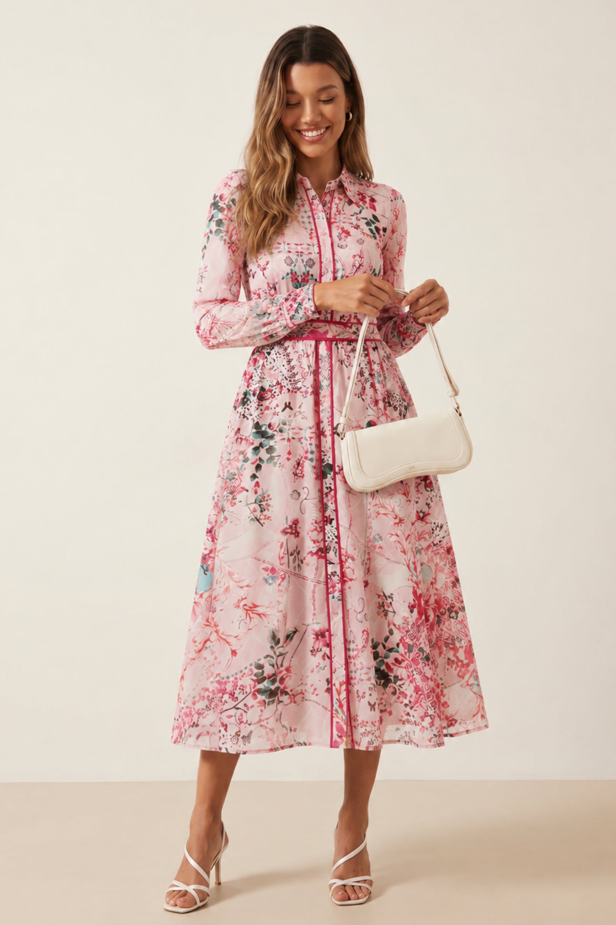 Scarf Print Shirt Dress