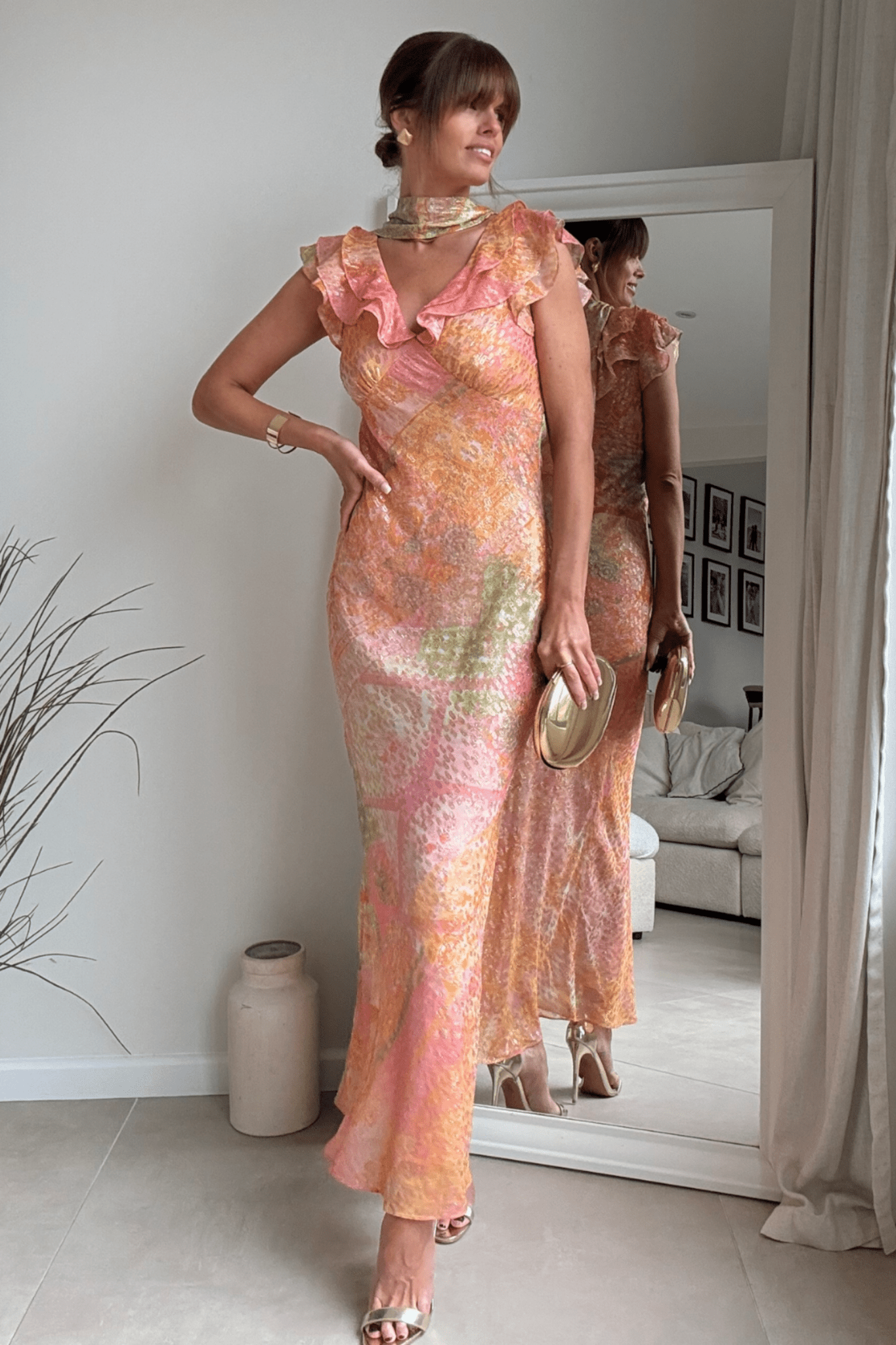 Ruffle Lurex Maxi Dress - Style Cheat