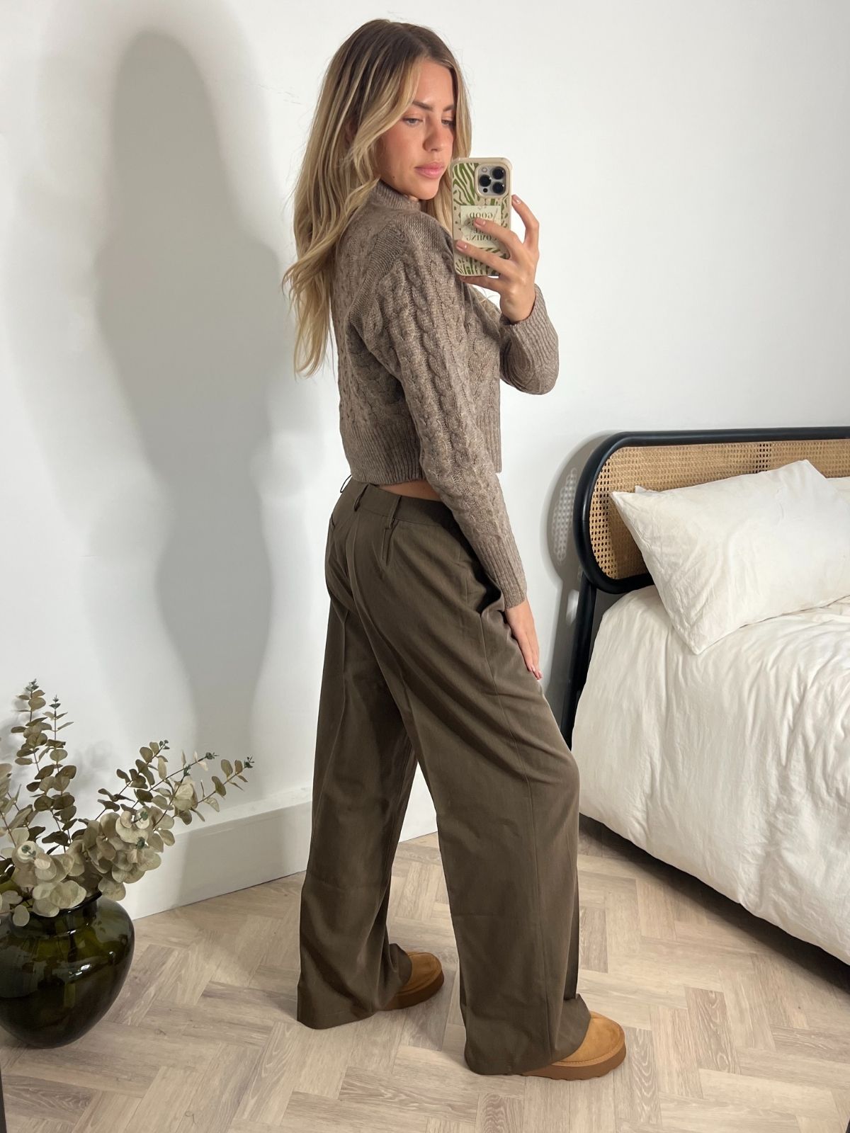 Alice Straight Leg Low Rise Suit Trousers / Brown