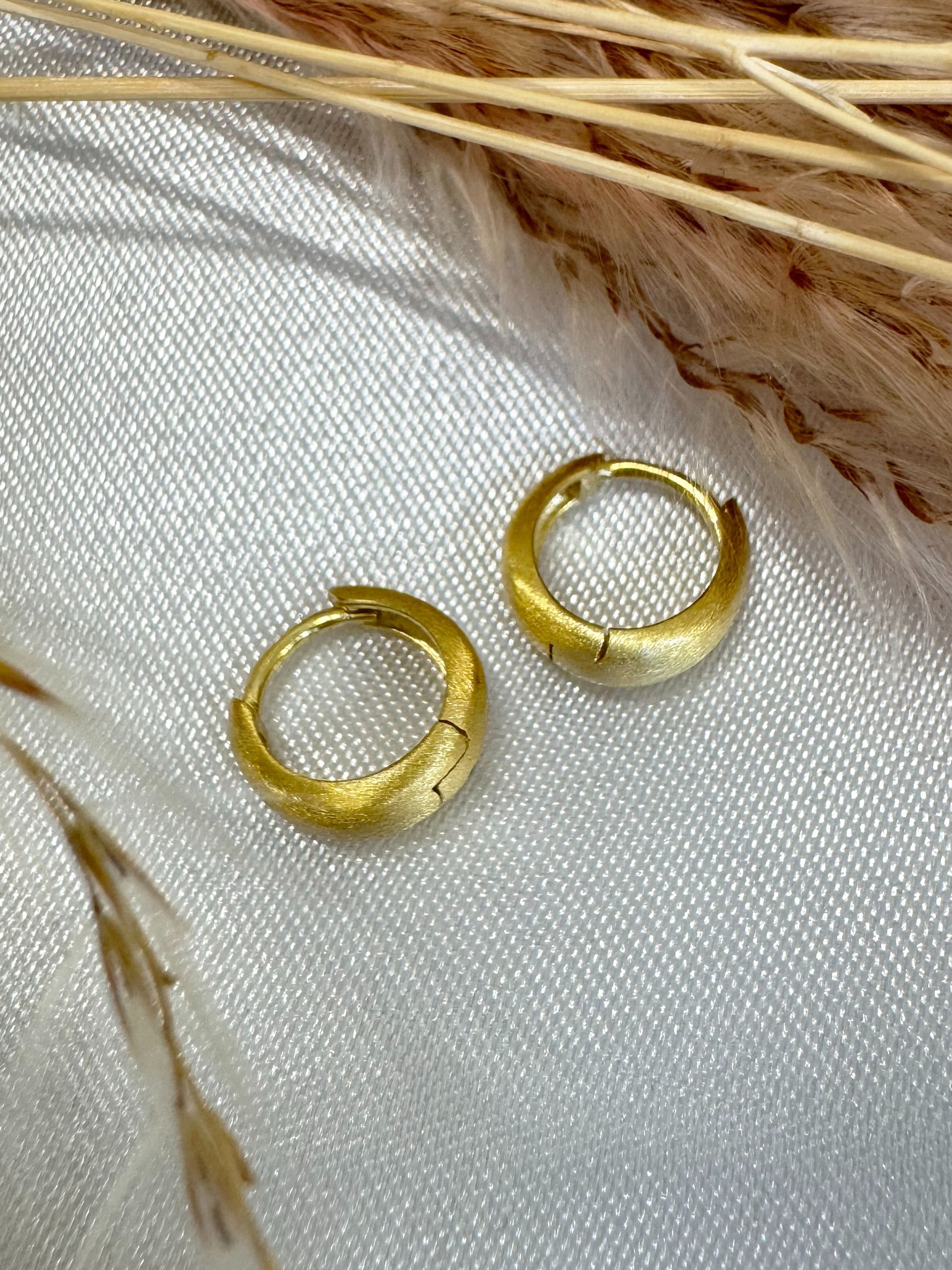 Frosted Dome Mini Hoop Earrings in Tarnish Free Gold