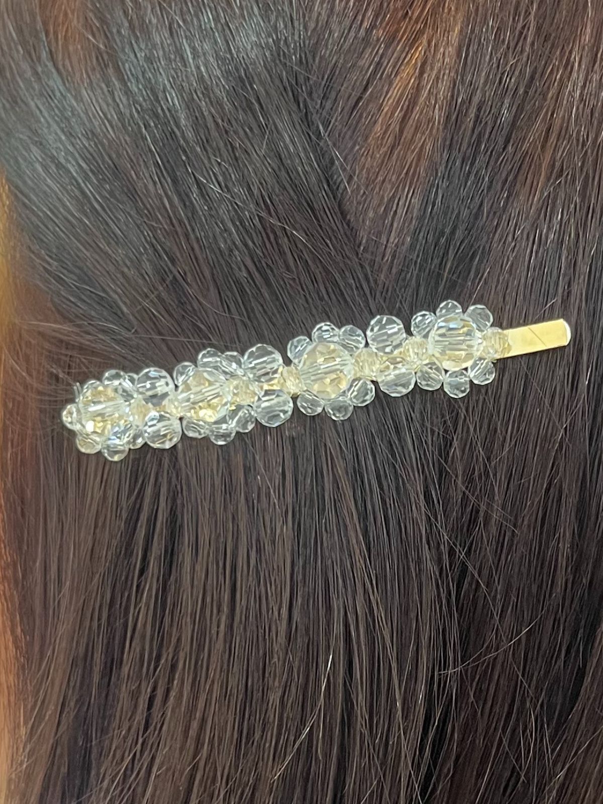 Sparkly Cluster Bead Hair Clip / Clear