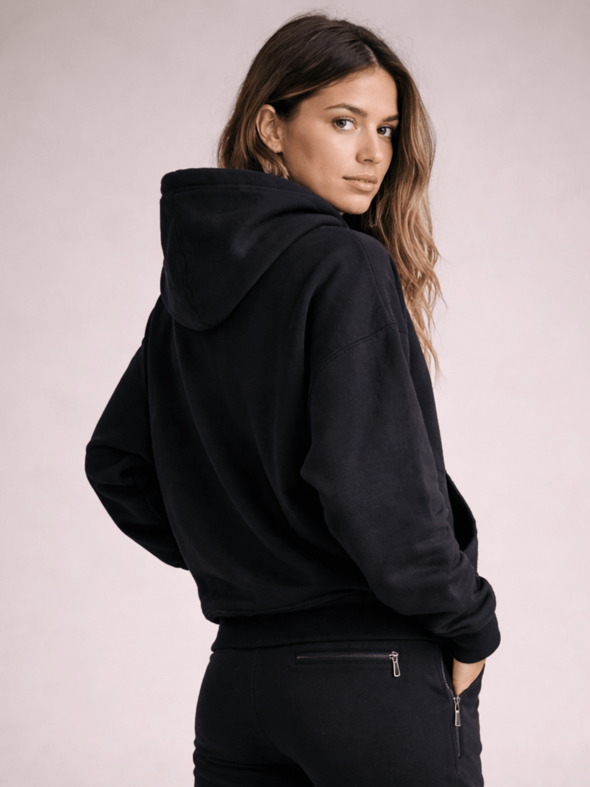 Rae Black Rib Detail Hoodie - Style Cheat