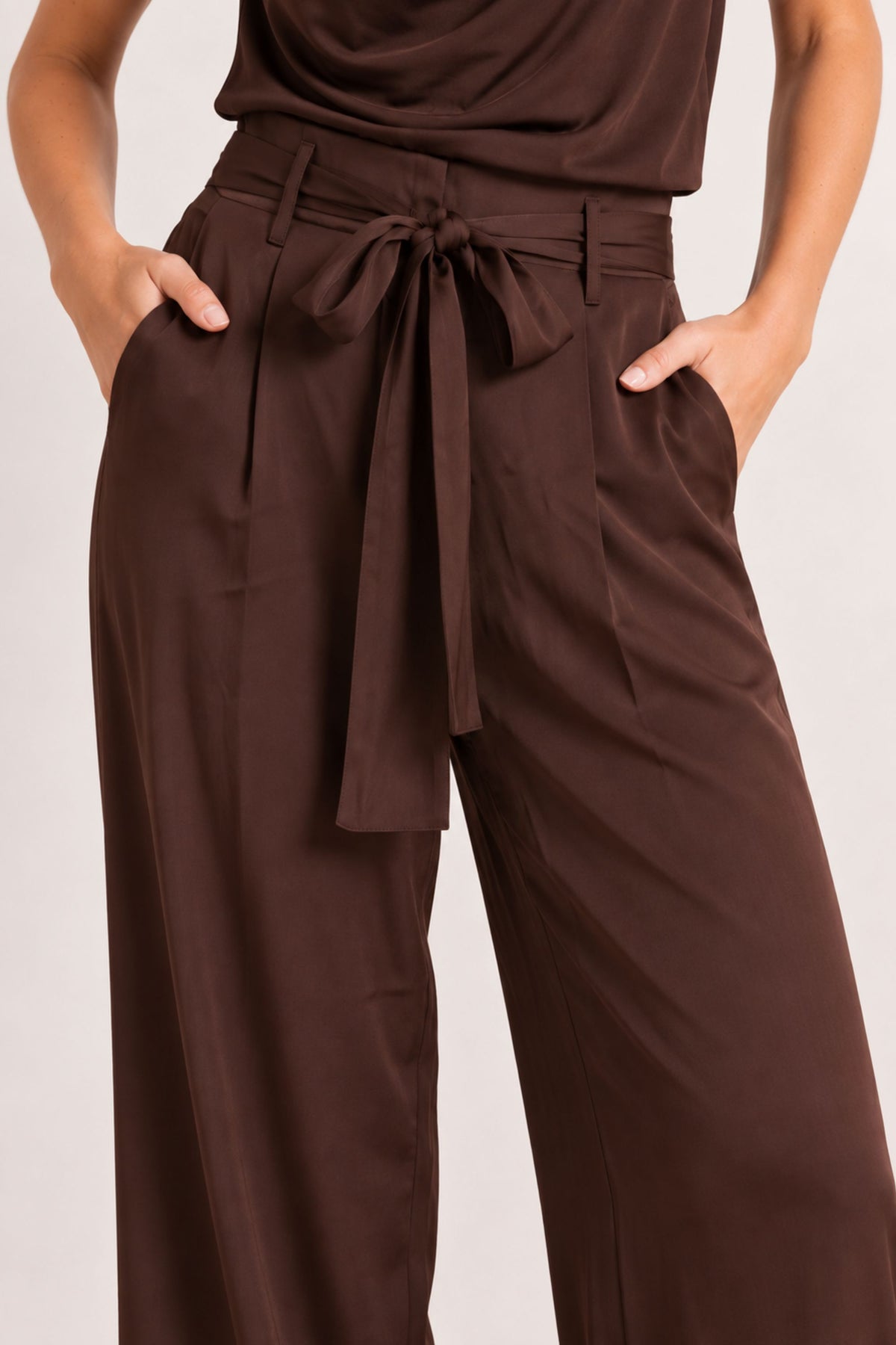 Brown Tie Front Trouser
