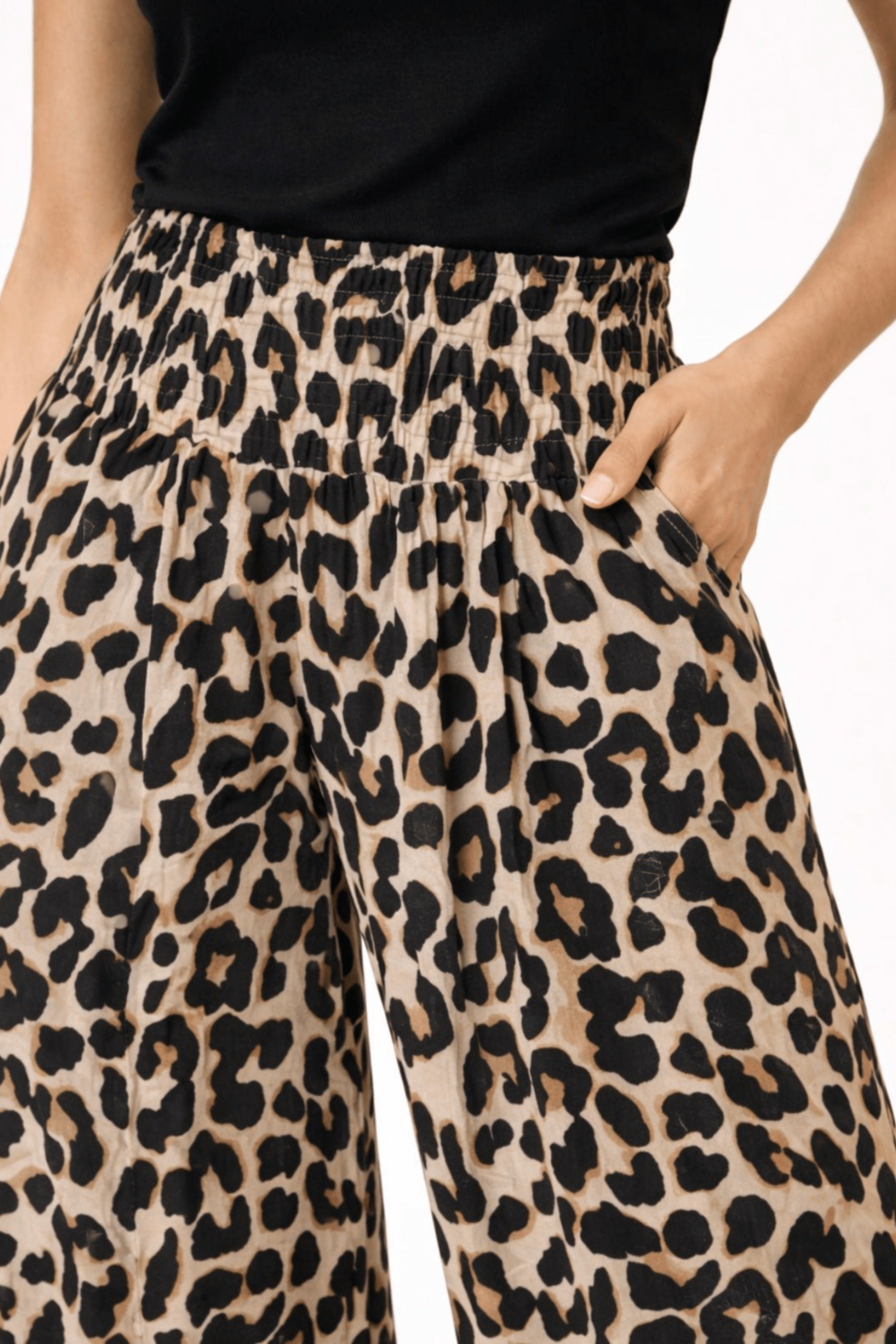 Leopard Print Shirred Trouser - Style Cheat