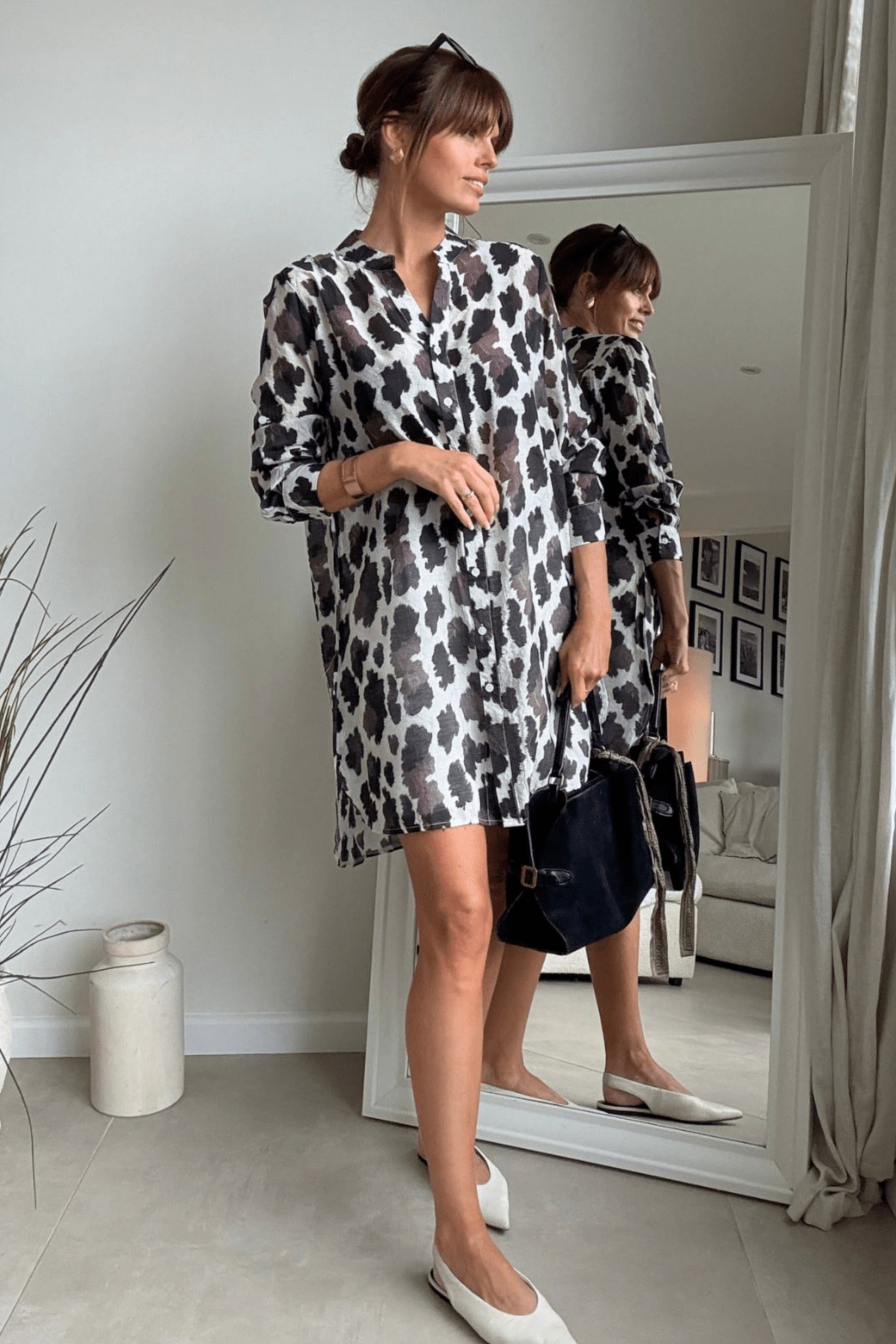 Brown Animal Longline Shirt - Style Cheat